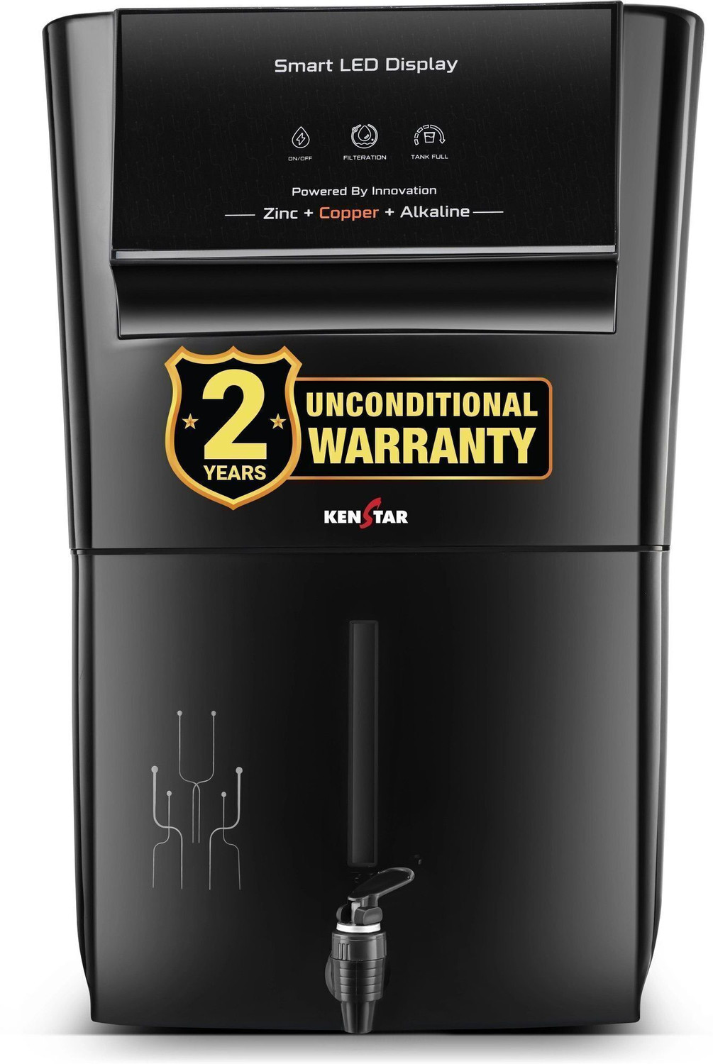 Image of Kenstar Black Pureza. 8 L RO + UV + UF + Copper + Alkaline + Minerals Water Purifier Needs no service for 2 years