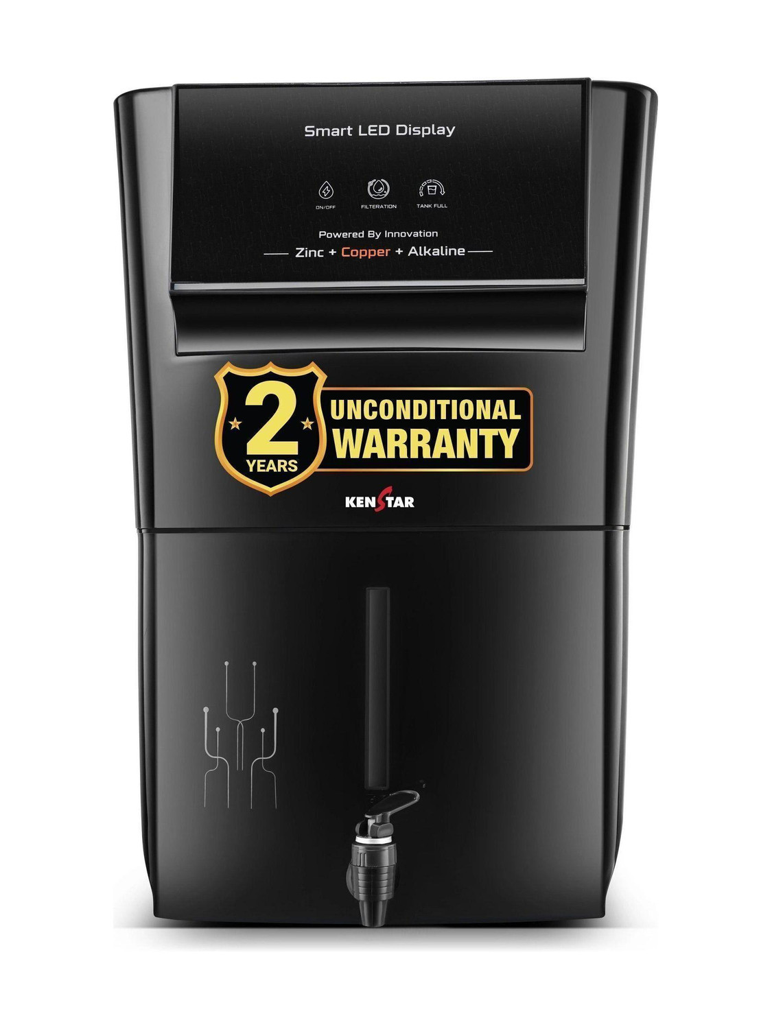 Image of Kenstar Black Pureza. 8 L RO + UV + UF + Copper + Alkaline + Minerals Water Purifier Needs no service for 2 years (Black)