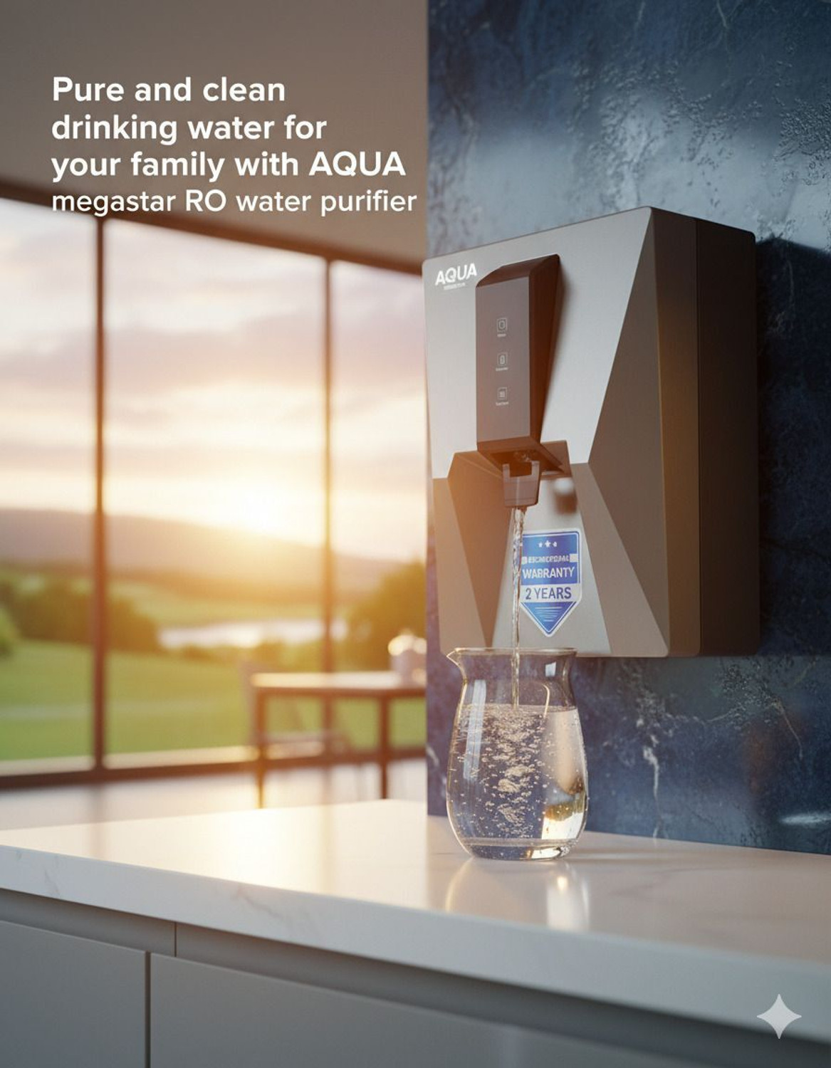 Image of AQUAMEGASTAR NEBULA Water Purifier | Needs no service for 2 years 10 L RO + UV + UF + TDS Control Water Purifier