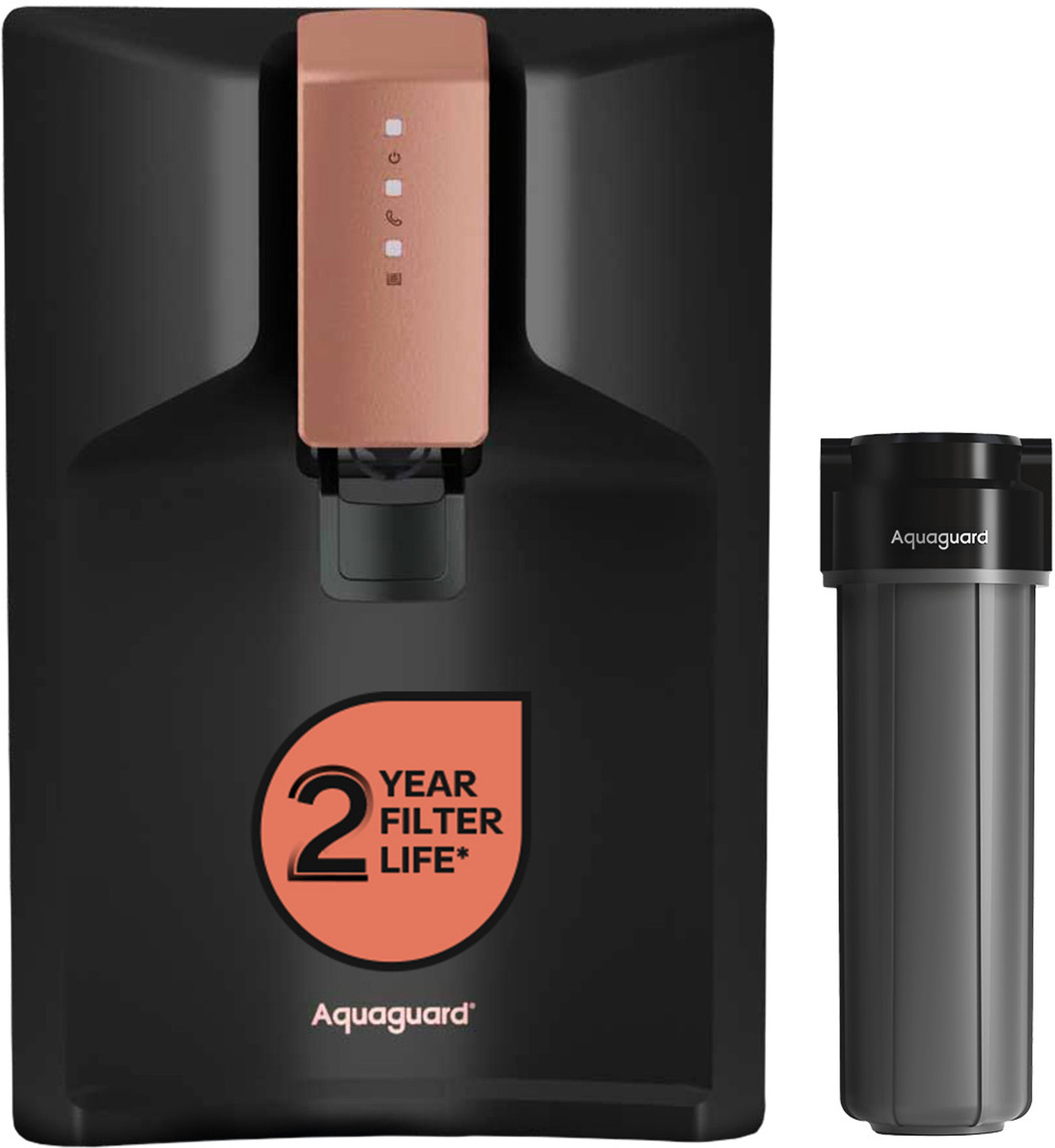 Image of Aquaguard Enrich Glory 6 L RO + UV + UF Water Purifier | 2 Year Filter Life | With Mega Sediment Filter | Active Copper Technology | 10 Stage Purification | >40% Water Recovery | Suitable for all Water Sources (Black)
