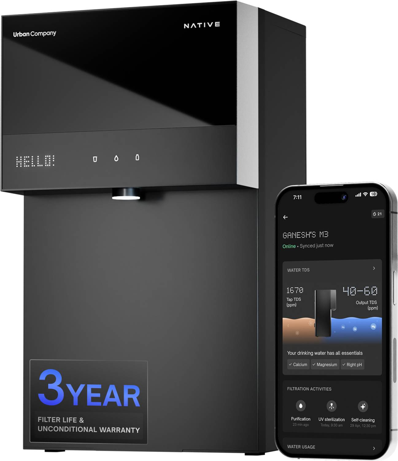 Native M3 Pro 6L RO+UV+Alkaline+Minerals Water Purifier - Image 1
