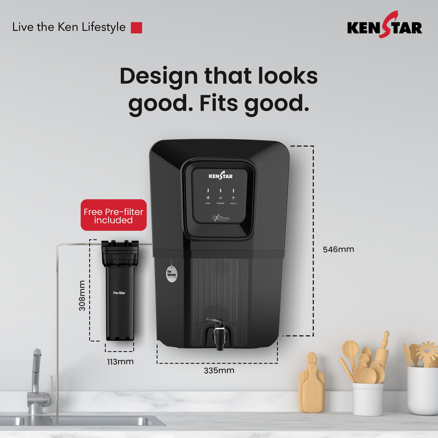 Image of Kenstar AquaVeda 12 L RO + UV + UF + Copper + Alkaline + Minerals Water Purifier