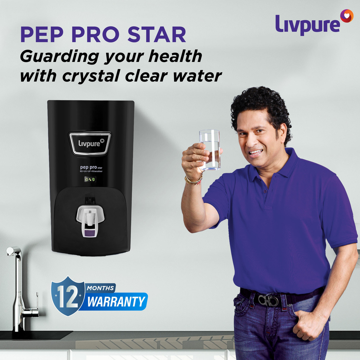 Image of LIVPURE LIV-PEP-PRO-STAR-BLACK 7 L RO + UV + UF + Minerals Water Purifier