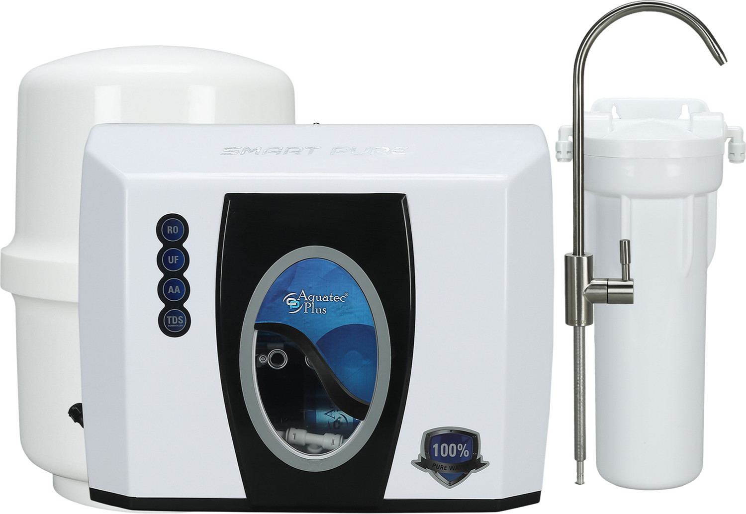 Image of Aquatec Plus Smart Pure - Under Sink Storage Pressure tank RO + UF + TDS + Alkaline & Copper 12 L RO + UF + Copper + Minerals Water Purifier ISI Certified
