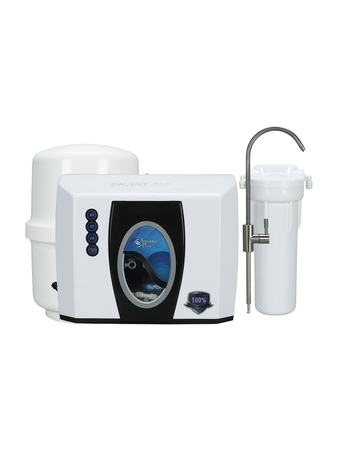 Aquatec Plus Smart Pure - Under Sink Storage Pressure tank RO + UF + TDS + Alkaline & Copper 12 L RO + UF + Copper + Minerals Water Purifier ISI Certified
