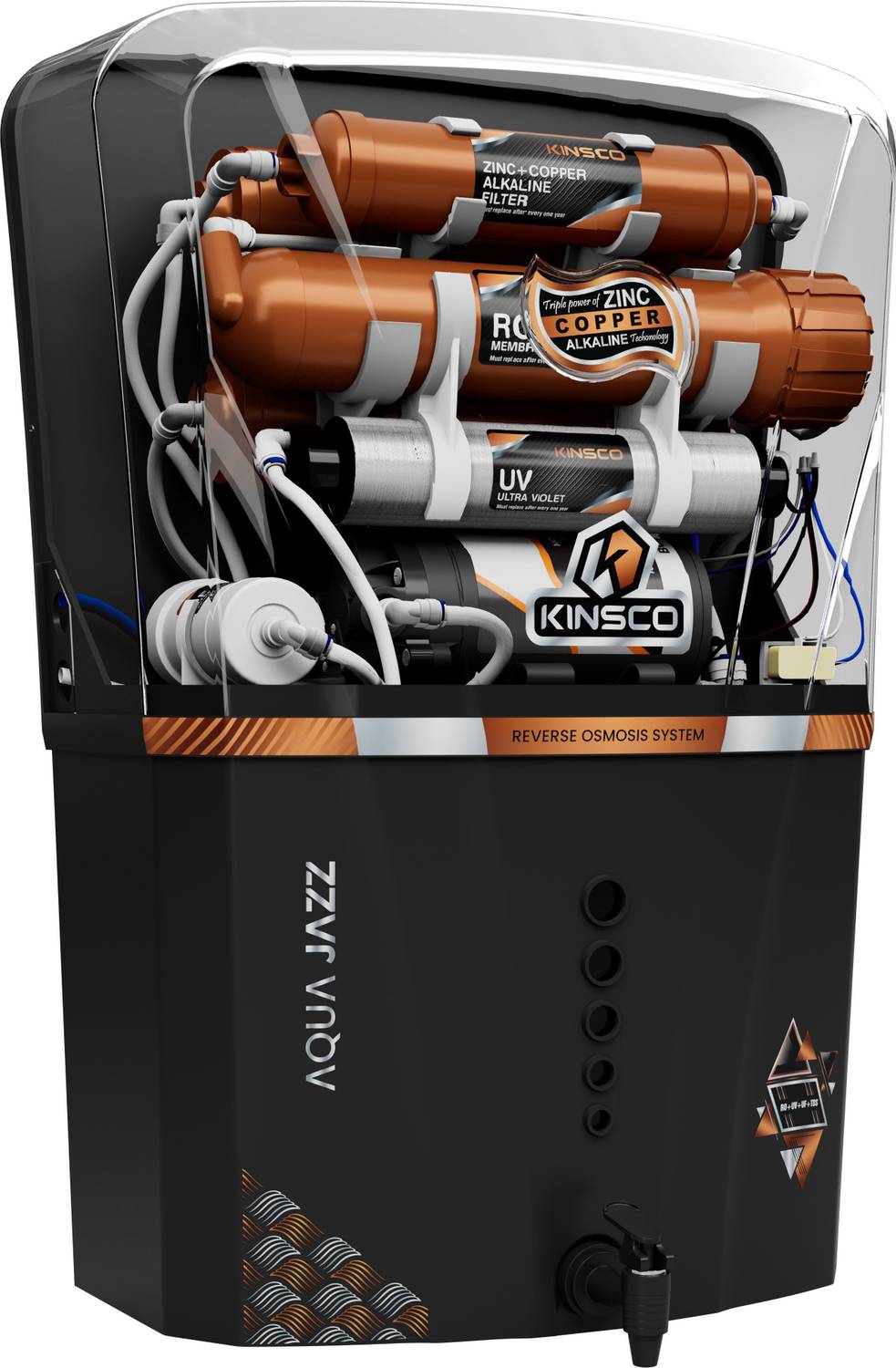 Kinsco Aqua Jazz ISI Mark 15 L RO + UV + Copper + Alkaline + Minerals Water Purifier