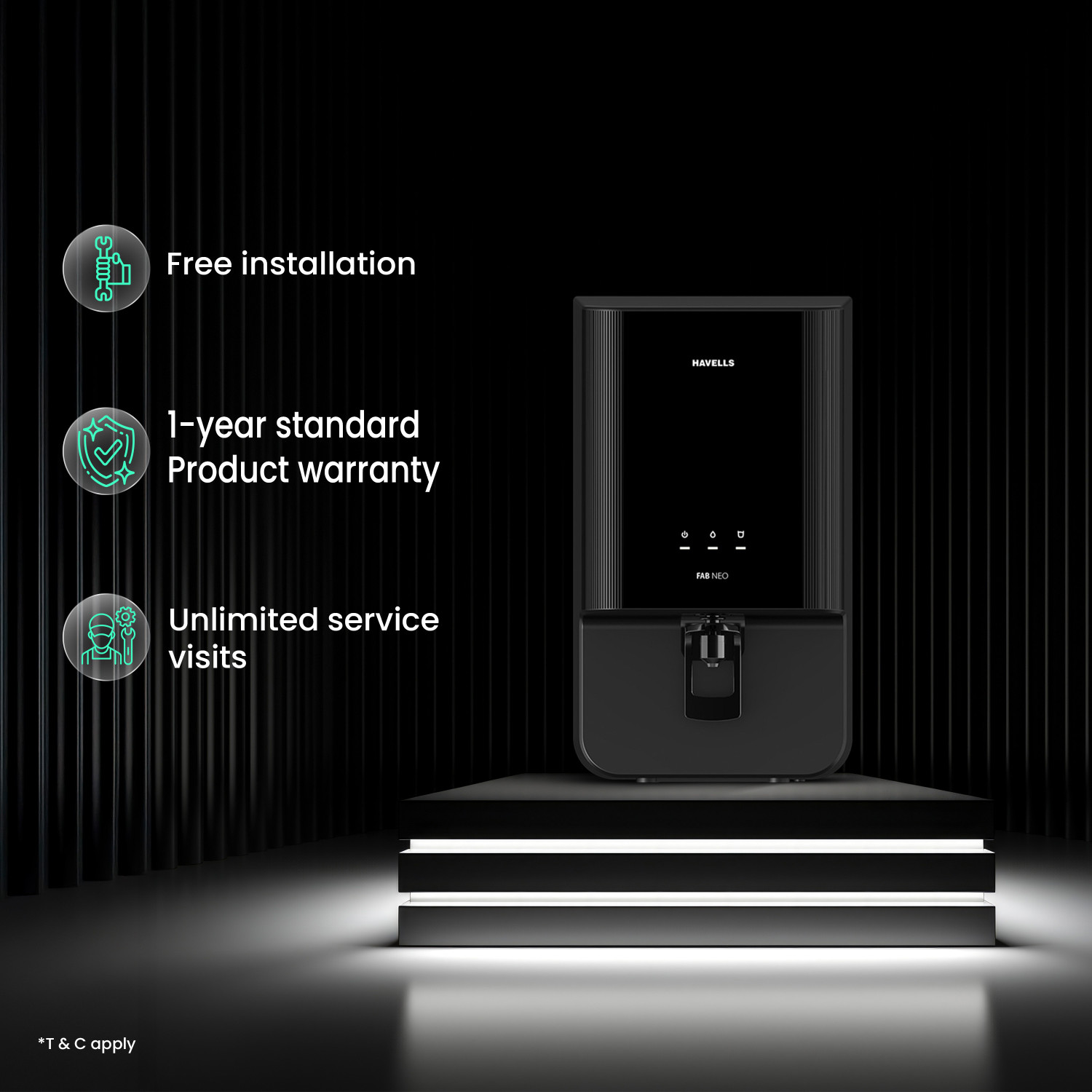 Image of HAVELLS Fab Neo 7 L RO + UF Water Purifier Vital Magnesium Enriched, 7-stages, Ideal for Borewell, Tanker & Municipal Water, Significant water savings, BIS Approved