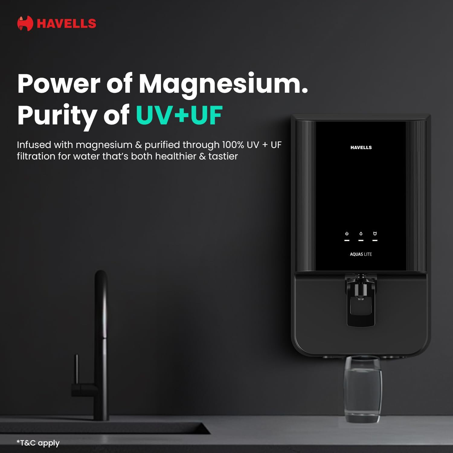 Image of HAVELLS Aquas Lite 4-stages, BIS Approved, 7 L UV + UF Water Purifier