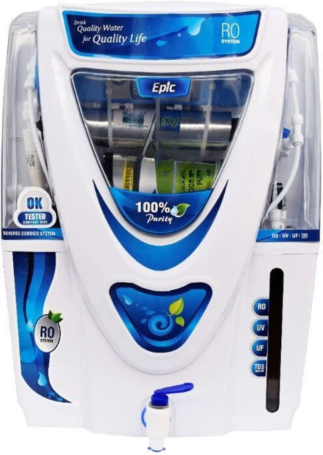 Image of AQUA Fresh Epic Alkaline Water Purifier | Multiple Purification Process | 12 L RO + UV + UF + Alkaline + TDS Control Water Purifier