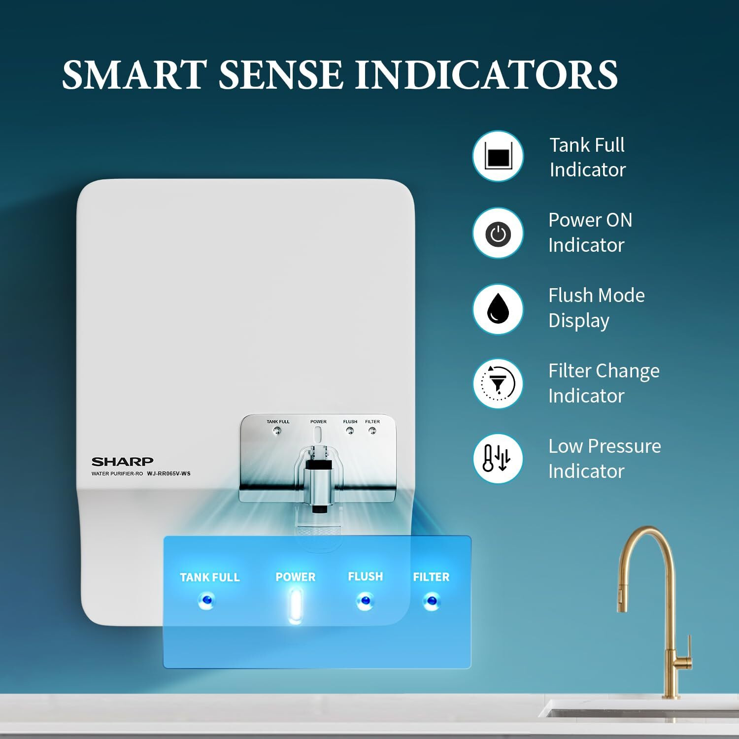 Image of Sharp WJ-RR065V-WS 7 L RO + UV + Silver + TDS Control Water Purifier