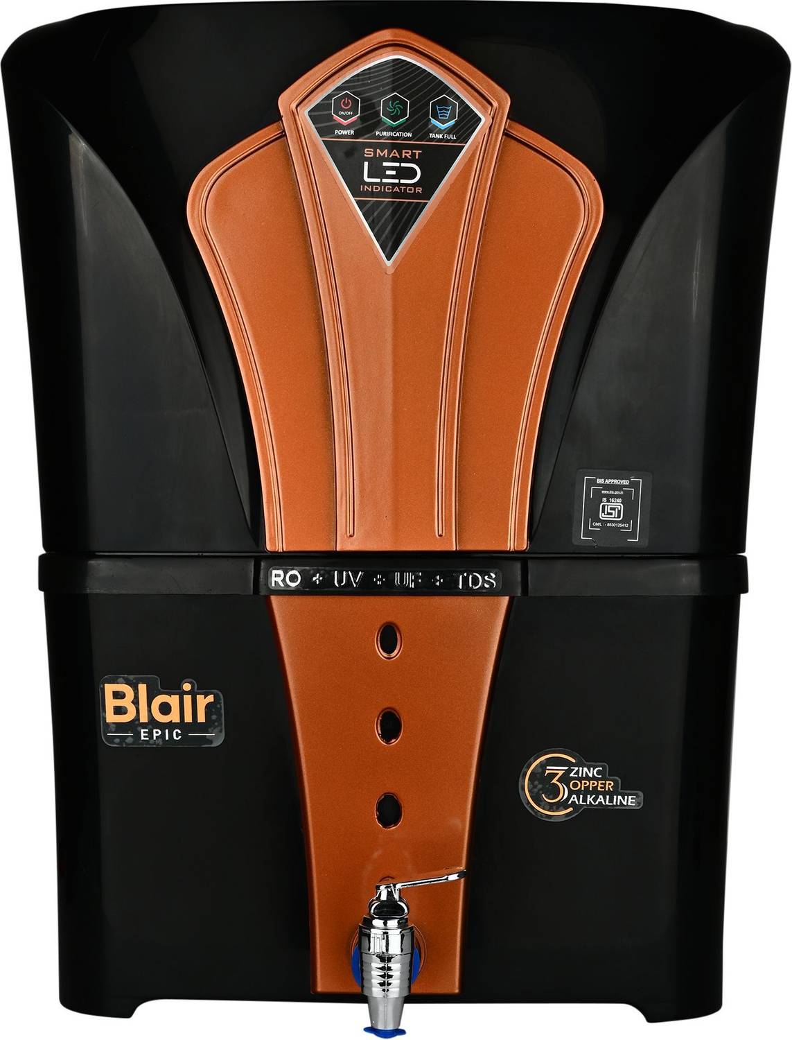 Blair Epic BIS APPROVED ( IS 16240 ) 17 L RO + UV + UF + TDS Control Water Purifier