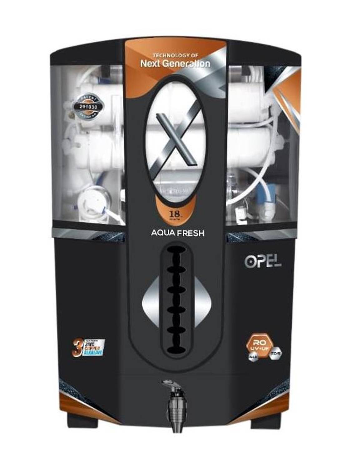 Aqua Fresh Panther Opel Copper India 1st BIS (IS 16240 :2023) CM/L8100159306 18 L RO + UV + UF + Copper + Alkaline Water Purifier