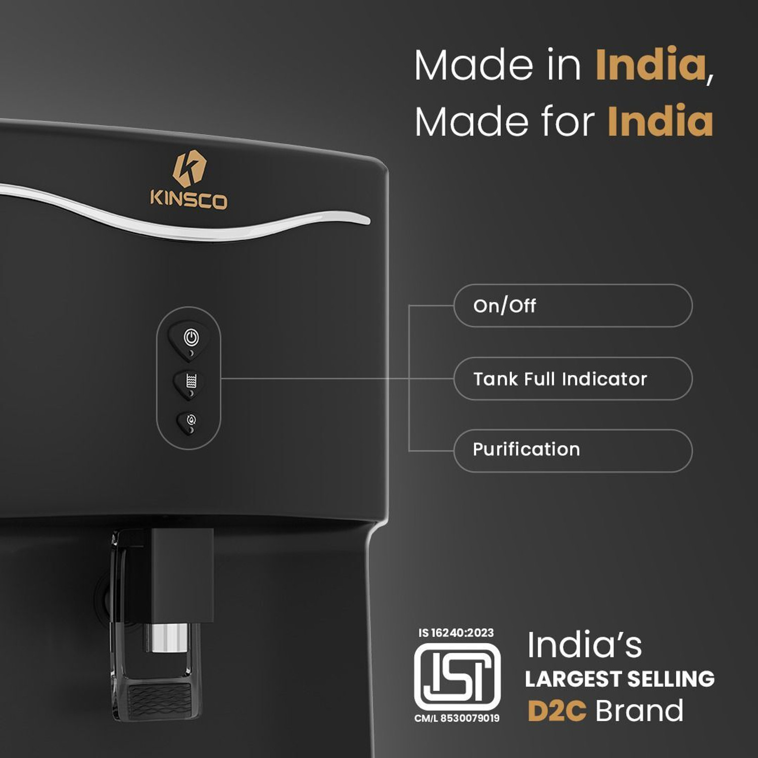 Image of Kinsco Aqua Curvv| Needs No Service For 2 Years| 10 Stage Purification| 8 L RO + UV + UF + Copper + Alkaline + Copper + Zinc Water Purifier