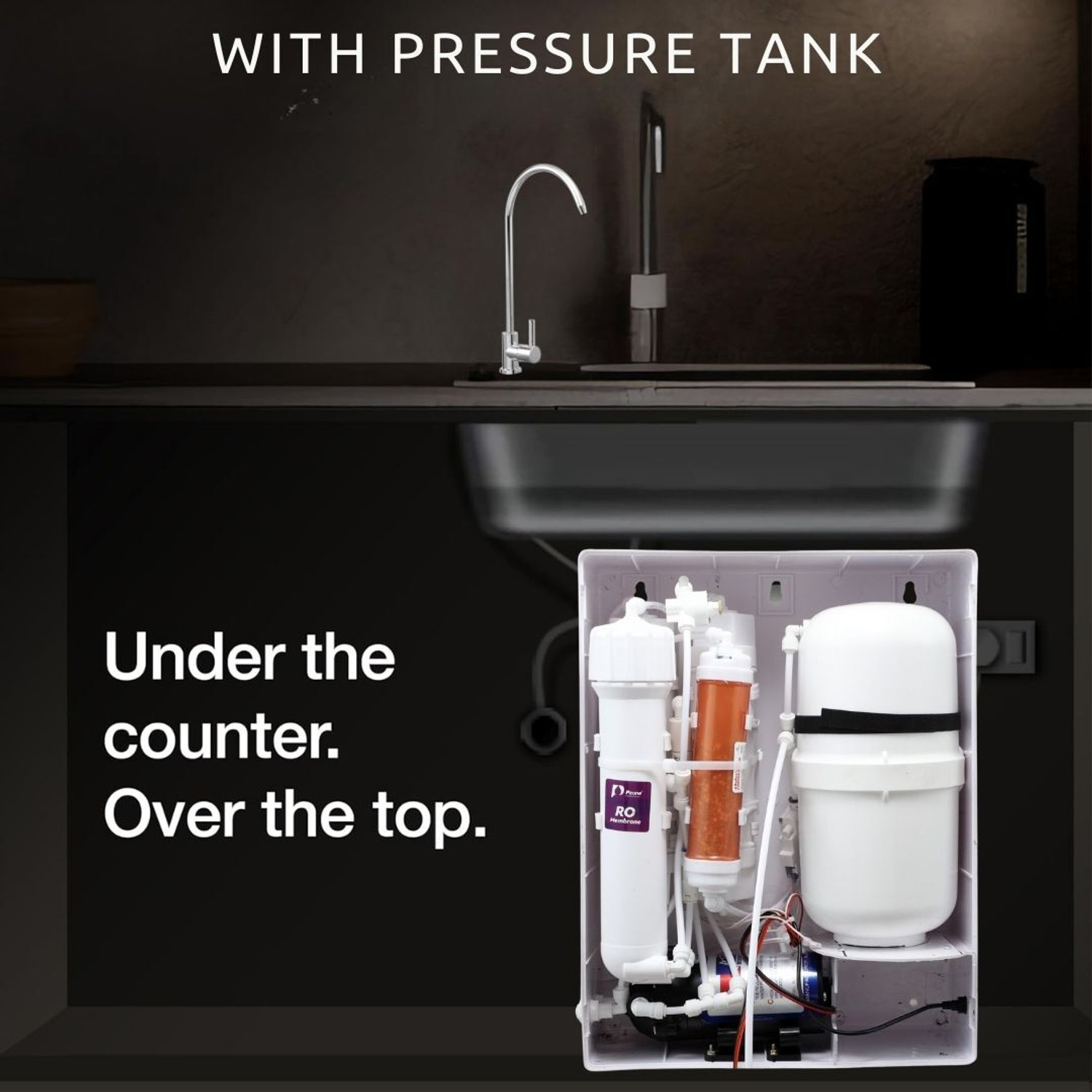 Image of Always UTC UNDER SINK ISI MARK WITH INBUILT PRESSURE TANK /WITH PRE FILTER- /LED /FAUCET 5 L RO + UV + Copper + Alkaline + Minerals Water Purifier