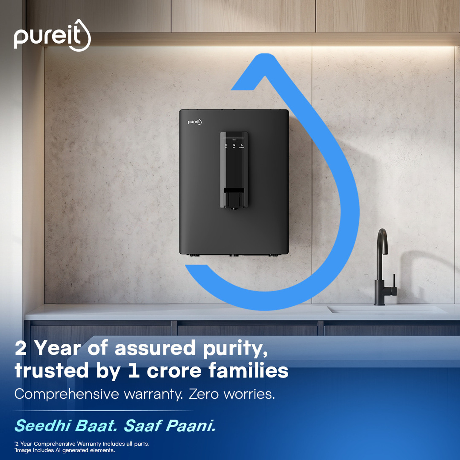 Image of Pureit Lithos 10 L RO + UV + Alkaline + Minerals Water Purifier | 10-Stage Purification | Up to 50% Water Saving |10L Storage Tank | Zero Cost Service for 2 Years | External Sediment Filter Included