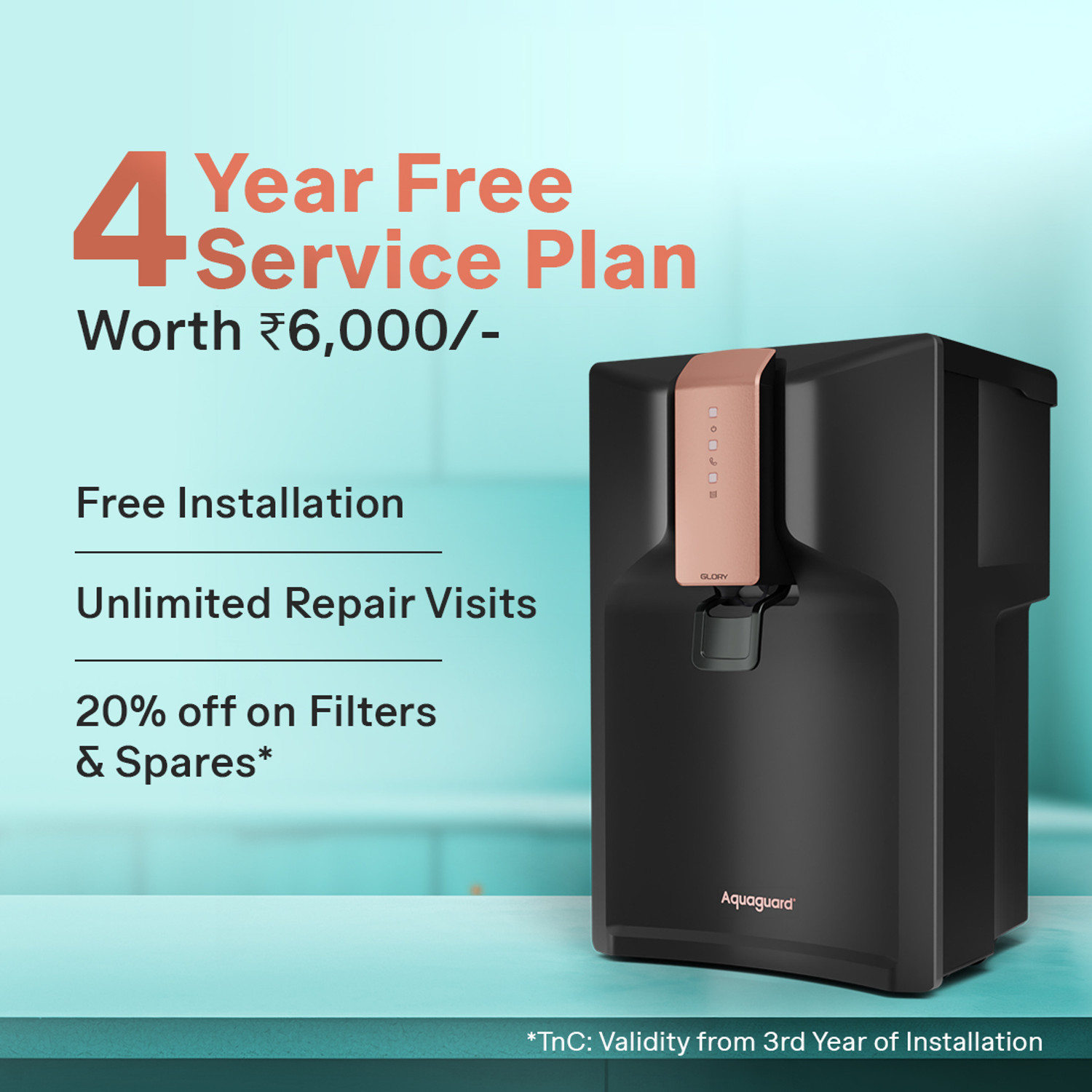 Image of Aquaguard Enrich Glory ROUVUF CUALK 2X 6 L RO + UV + UF Water Purifier with Copper & Alkaline Booster 12-Stage Purification 2-Year Filter Life Mega Sediment Filter 40%+ Water Recovery Suitable for All Water Sources