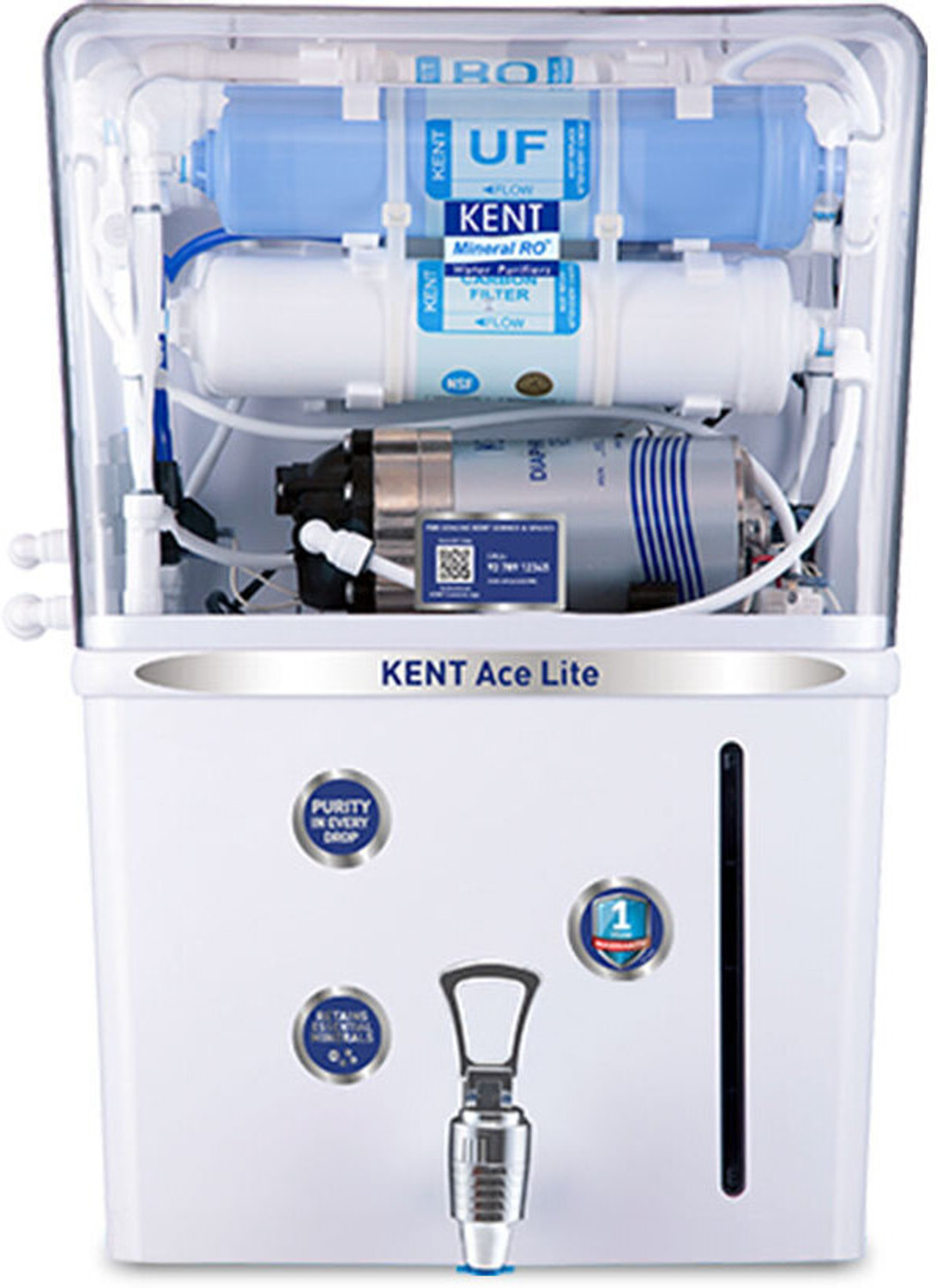 Image of KENT Ace Lite 8 L RO + UF Water Purifier Suitable for all - Borewell, Tanker, Municipality Water