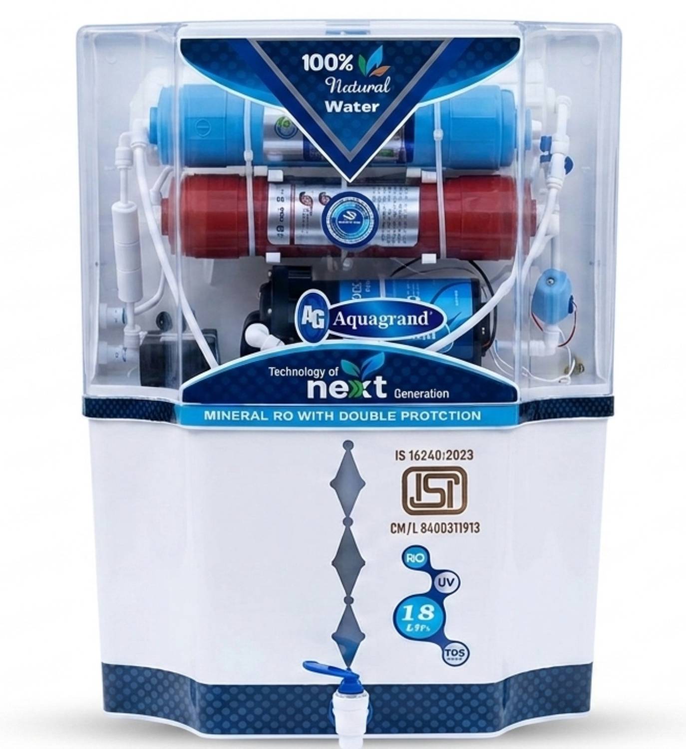 Aquagrand Skyland Combo | 1 Year Warranty | Copper and Alkaline Vitamin B12 | 18 L RO + UF + Alkaline Water Purifier