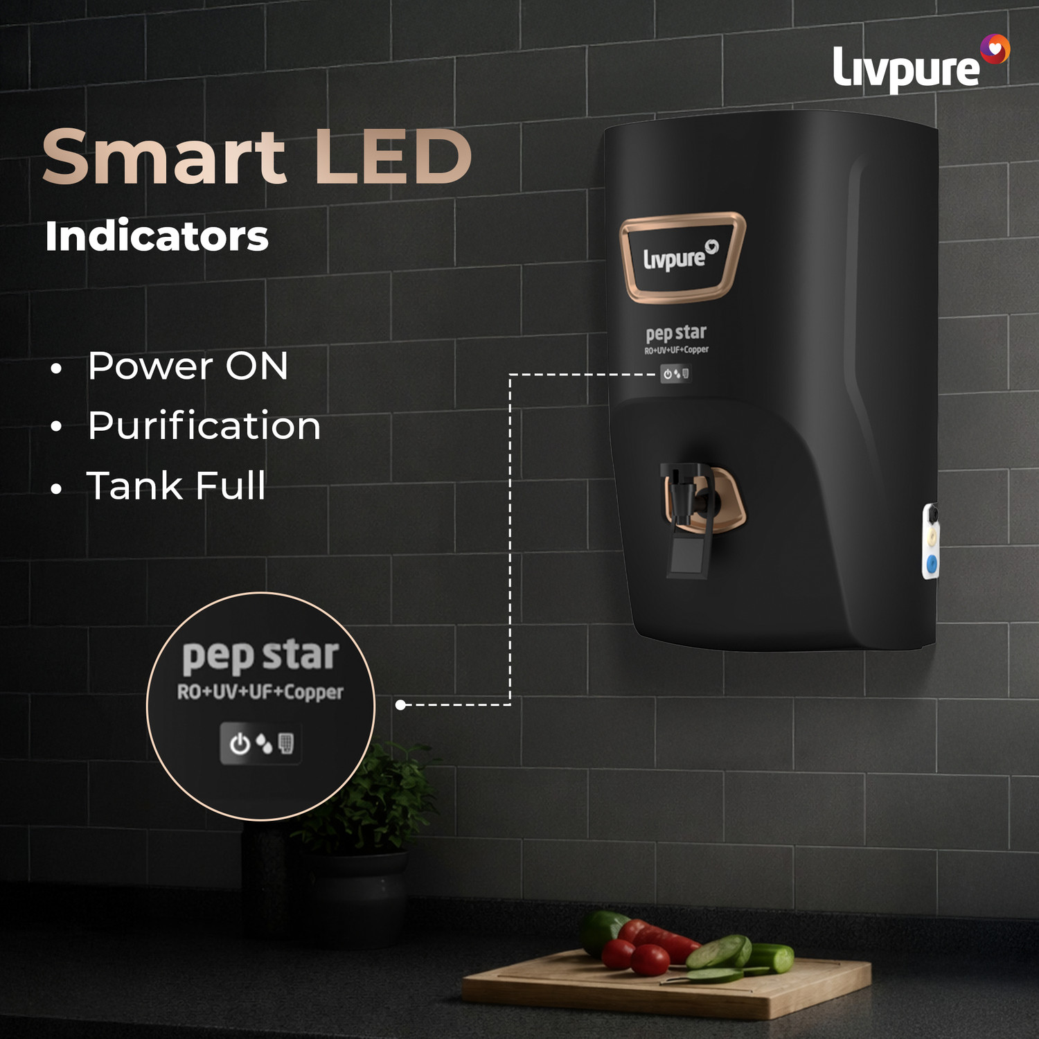 Image of LIVPURE LIV-PEP-STAR-COPPER 7 L RO + UV + UF + Copper + Minerals Water Purifier