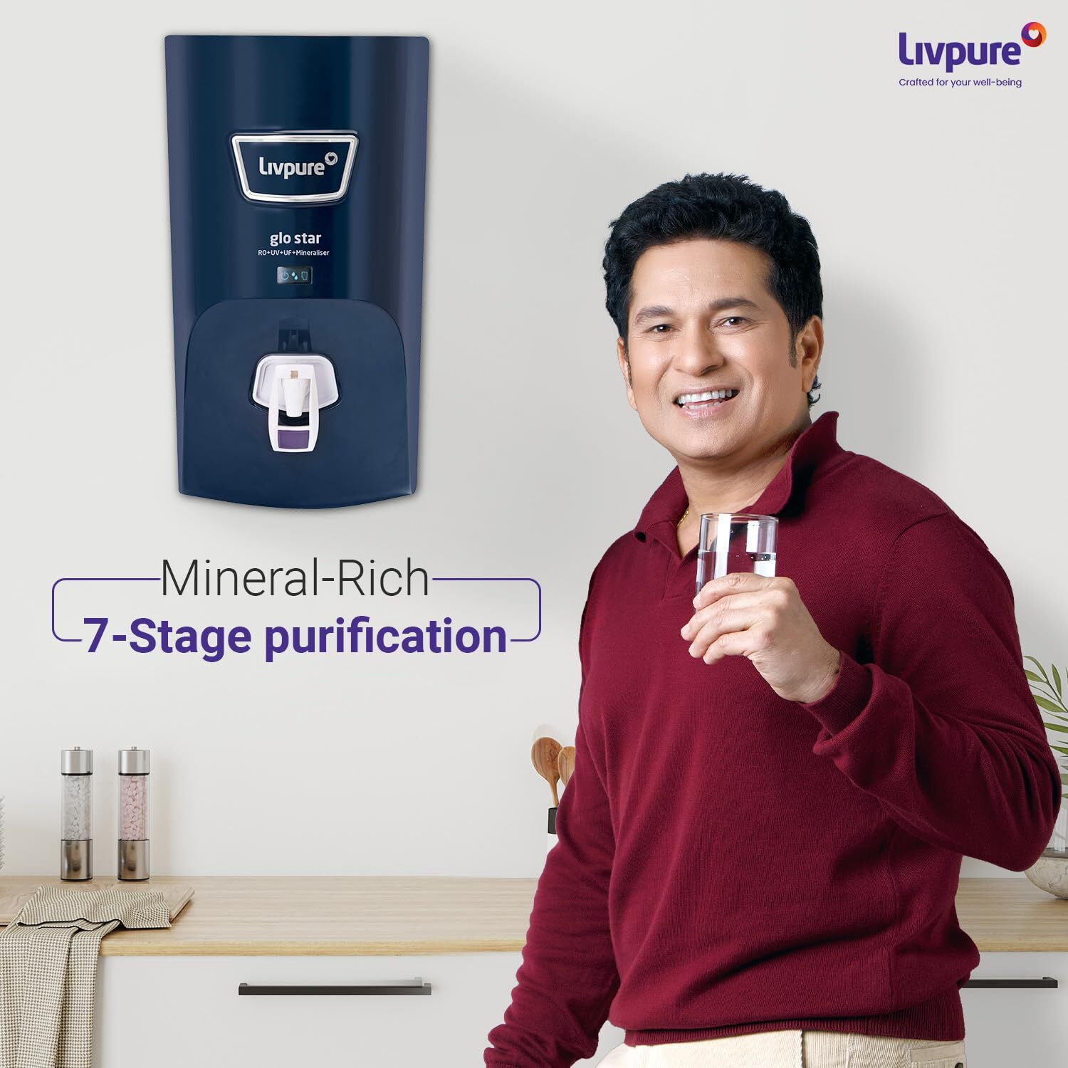 Image of LIVPURE LIV-GLO-STAR-BLUE 7 L RO + UV + UF + Minerals Water Purifier