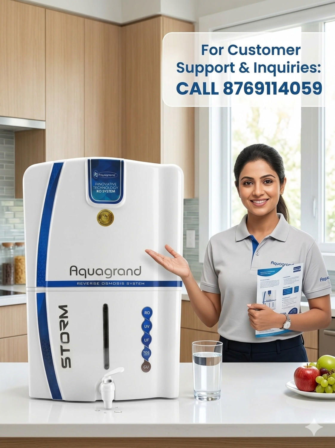 Image of Aquagrand Storm 12 L RO + UV + UF + Copper + TDS Control Water Purifier