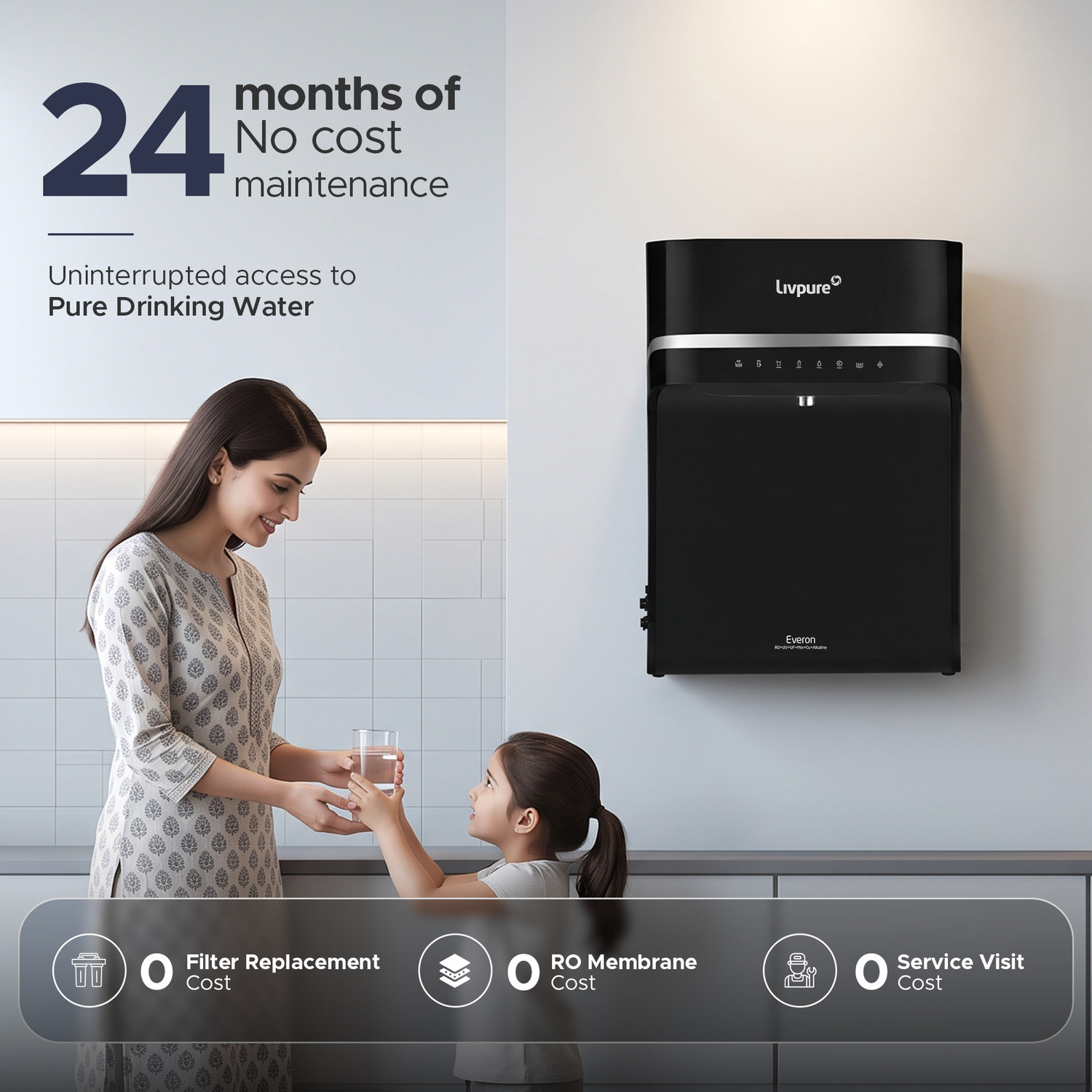 Image of LIVPURE EVERON 6.5 L RO + UV + UF + Copper + Alkaline + Minerals Water Purifier