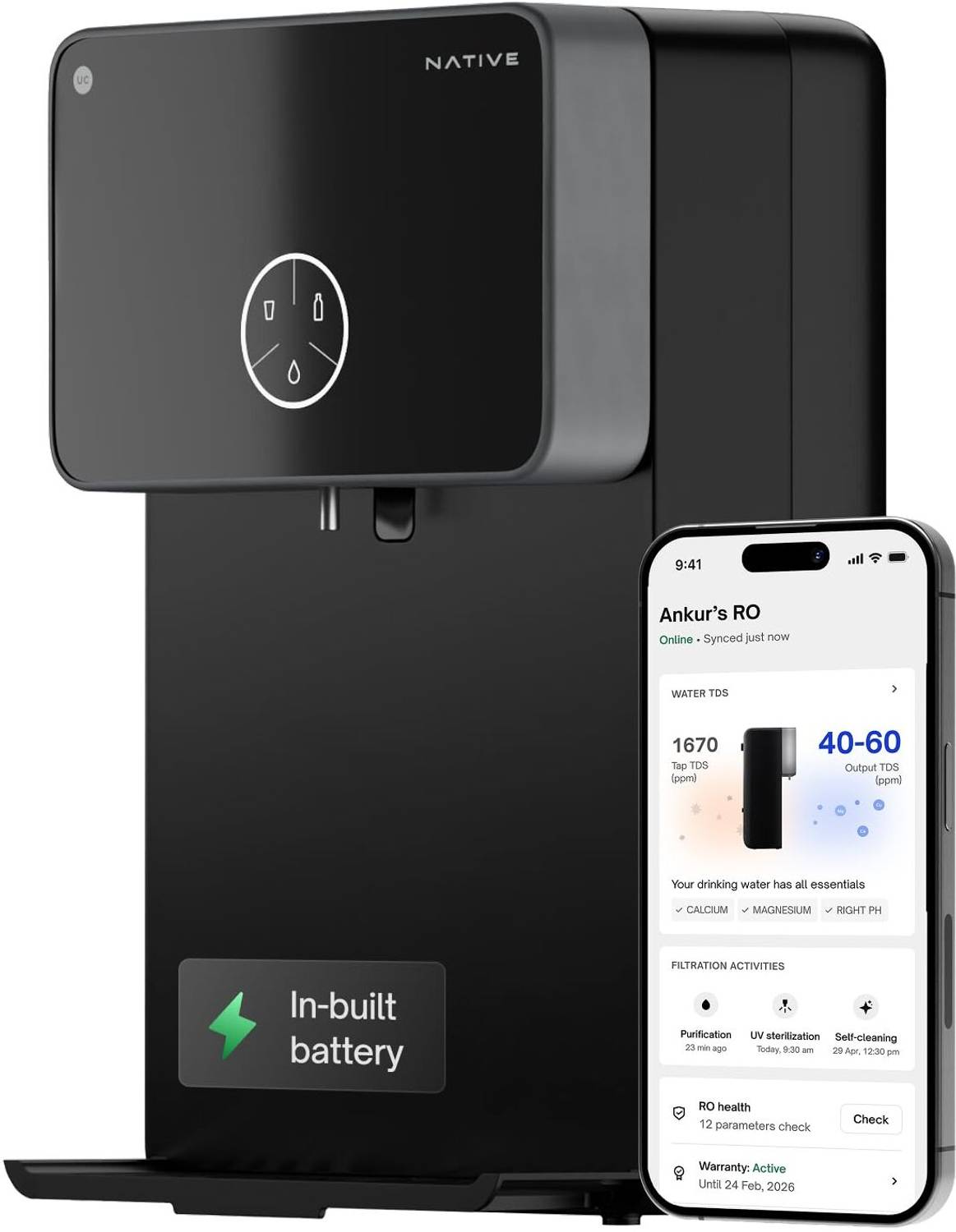 Native M2 Pro 7L RO + UV + Alkaline Water Purifier