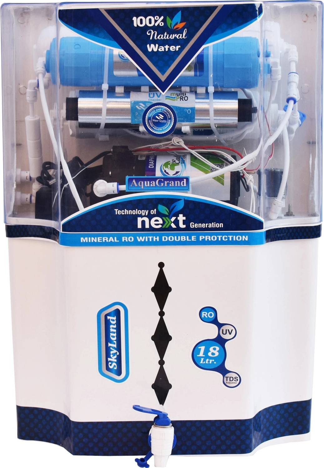 Aquagrand Opel Alkaline + 18 L RO + UV + UF + TDS Control Water Purifier