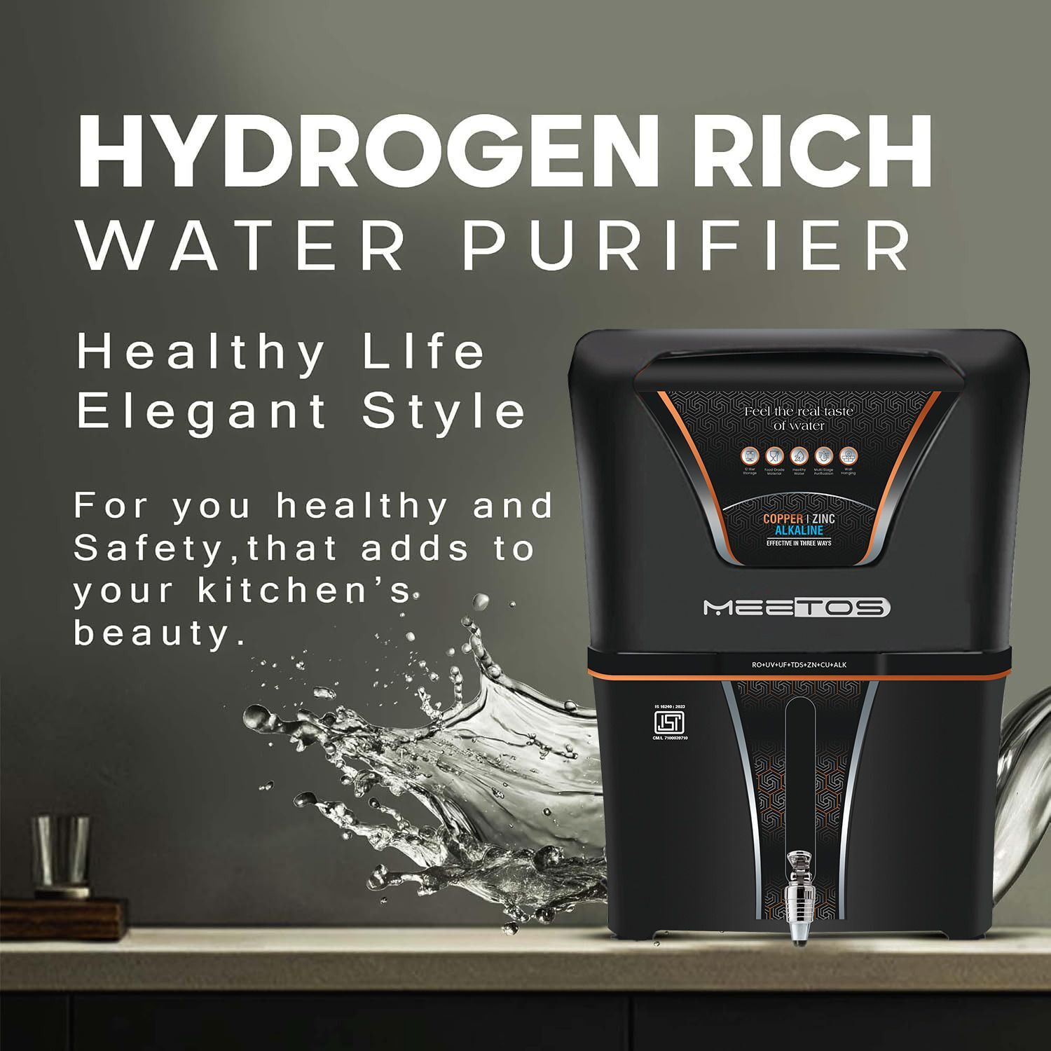 Image of MEETOS 4x Technology Purification,10 Stage Water Purifier and Best for Home and Offices 12 L RO + UV + UF + Copper + Alkaline Water Purifier
