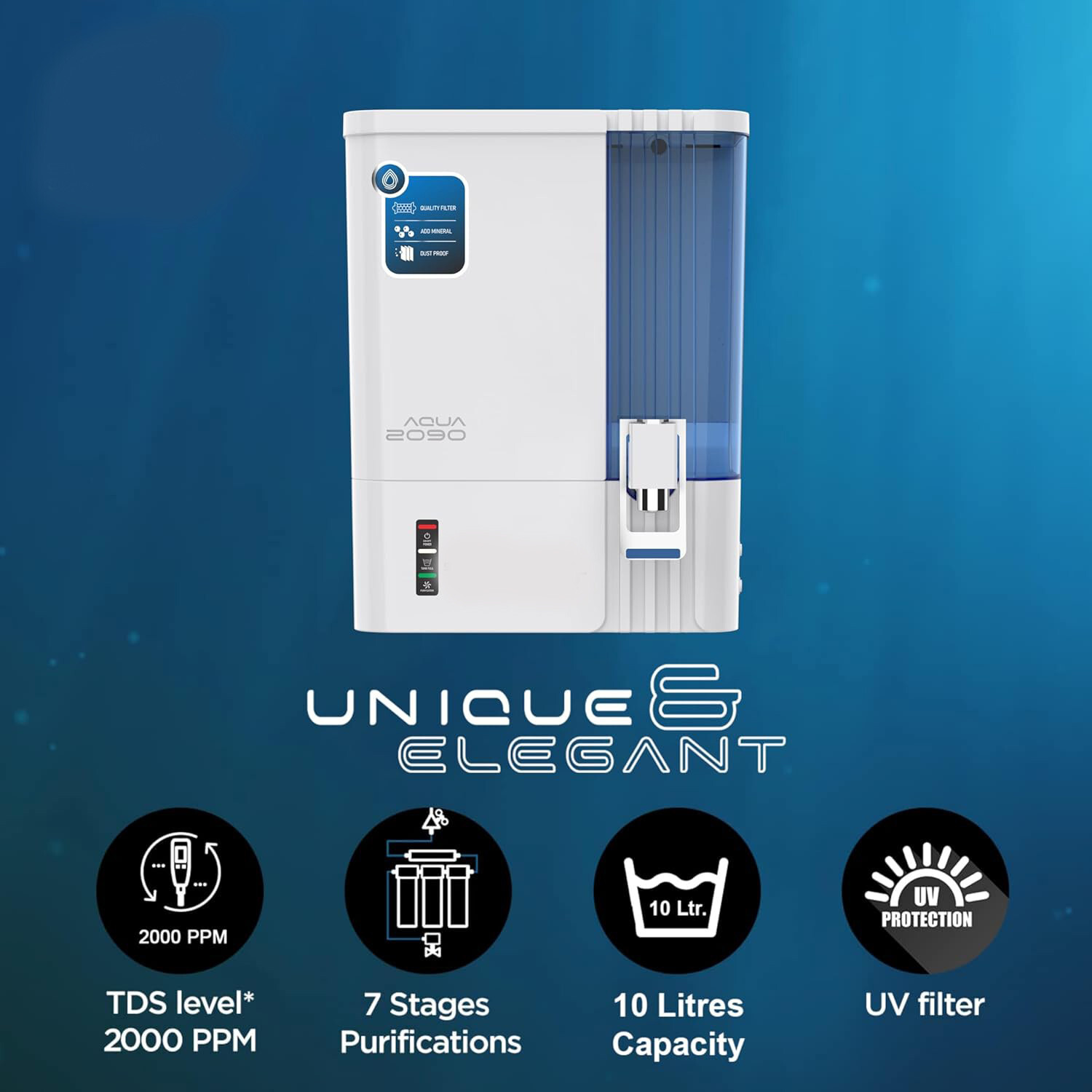 Image of AQUA AQUA2090 | NEXT Technology |Multiple Purification System | Smart LED 10 L RO + UV + UF + TDS Control Water Purifier