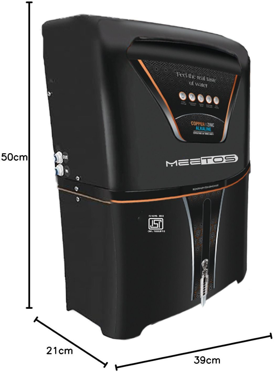 Image of MEETOS Copper + Alkaline,10 Stage Water Purifier and Best for Home and Offices 12 L RO + UV + UF + Copper + Alkaline + Minerals + TDS Control Water Purifier