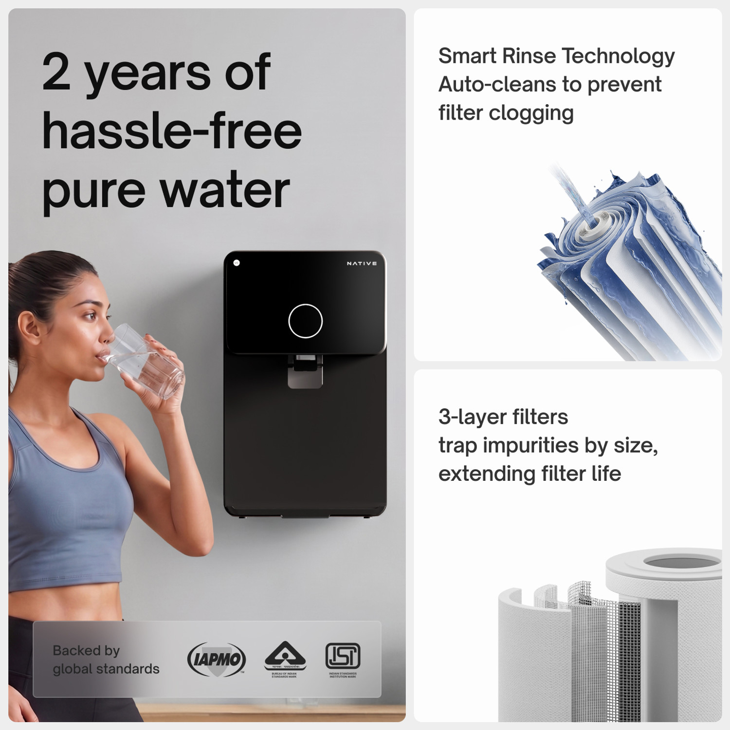 Image of NATIVE By Urban Company M1 Pro 7 L RO + UV + Alkaline + Minerals Water Purifier Smart Real-Time Tracking 10-Stage Smart No Service for 2 Years