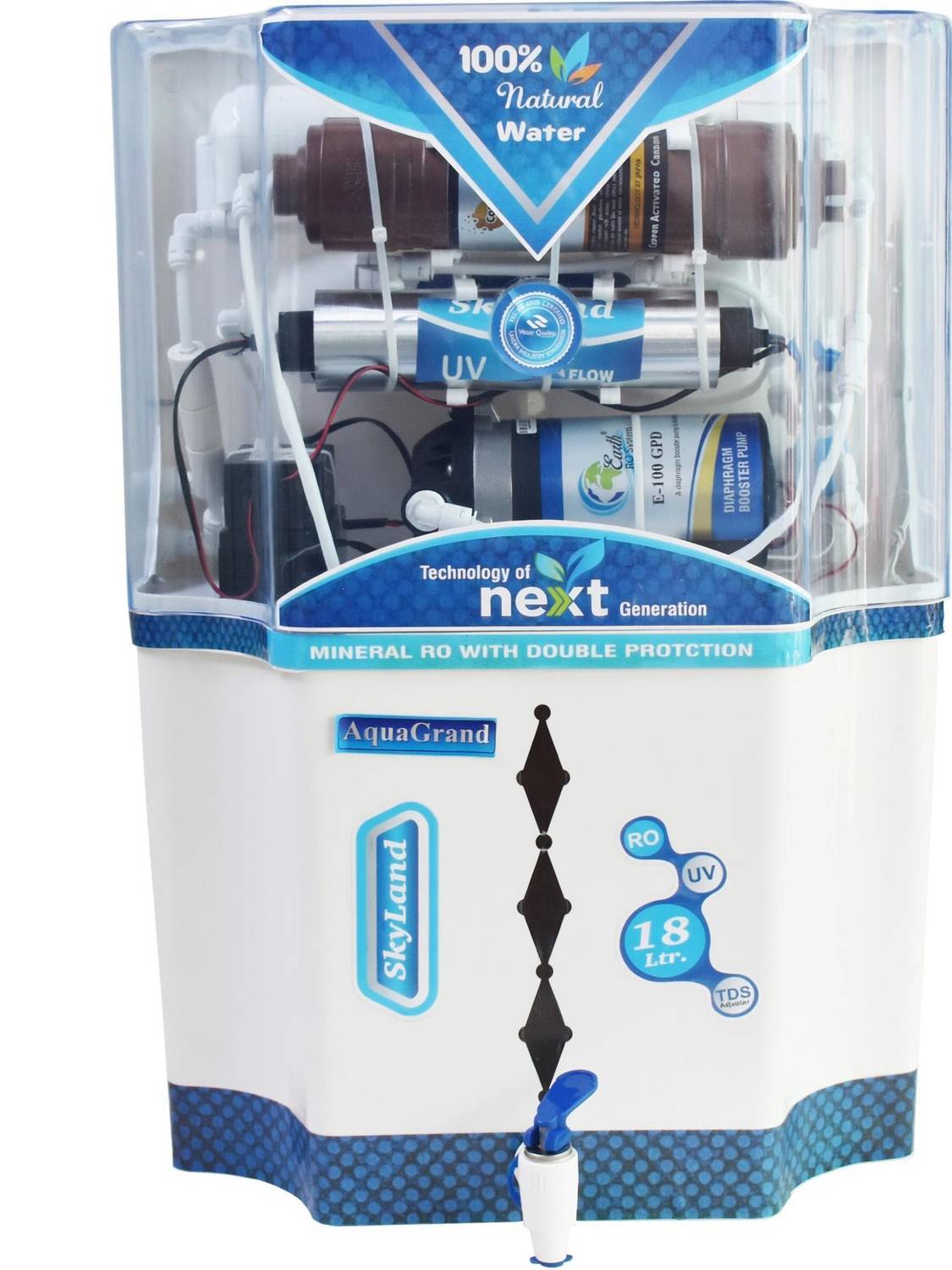 Aquagrand Opel Copper Filter 18 L RO + UV + UF + TDS Control Water Purifier