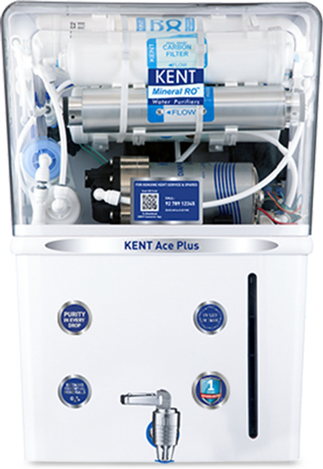Image of KENT ACE Plus 8 L RO + In-Tank UV + UF + TDS Control Water Purifier Suitable for all - Borewell, Tanker, Municipality Water