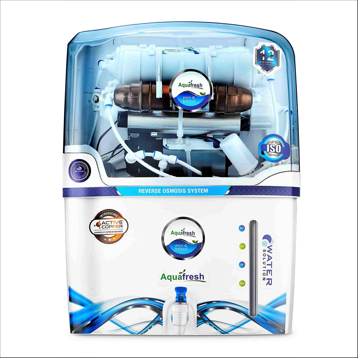 Aqua Fresh Wave COPPER MINERAL 15 L RO + UV + UF + TDS Control Water Purifier