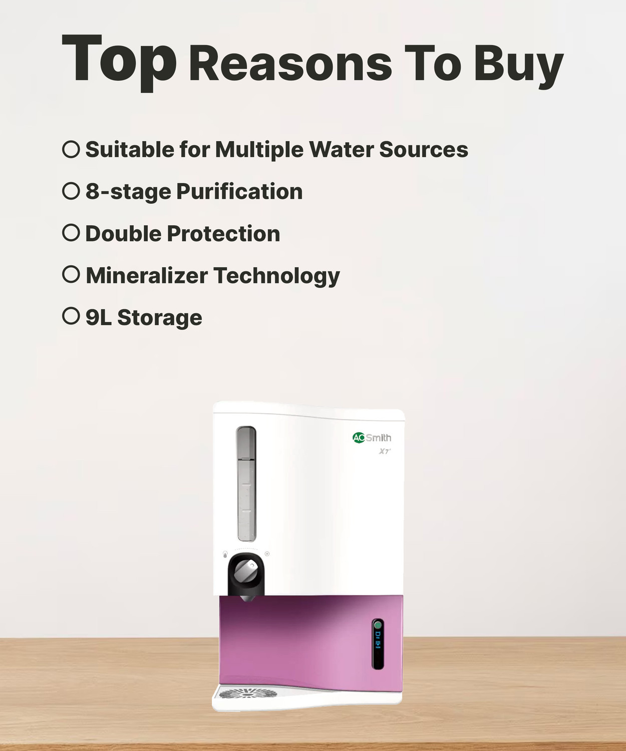 Image of AO Smith X7 Plus 9 L RO + SCMT Water Purifier with SCMT,ZX Double Protection Dual Filter