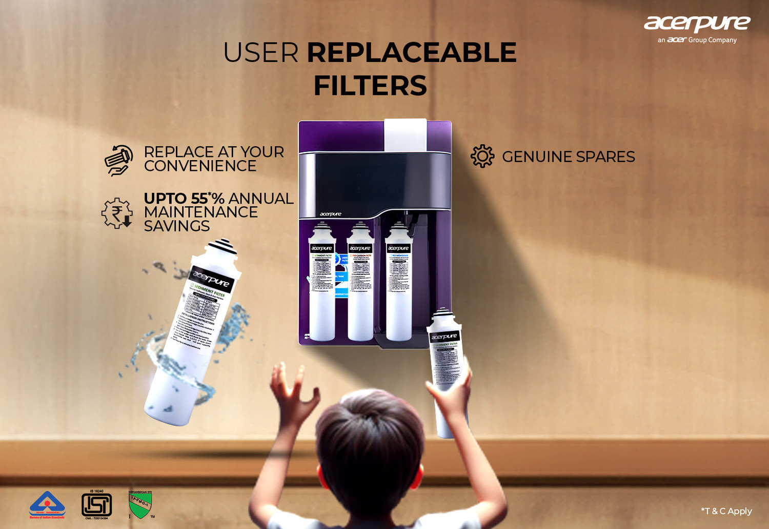Image of acerpure Amrit Premium | DIY Fliter Replacement | 24 Months Free Fliter 6.5 L RO Water Purifier Stainless Steel Tank | 6 Stage Purification | Suitable for Borewell, Tanker & Municipal Water