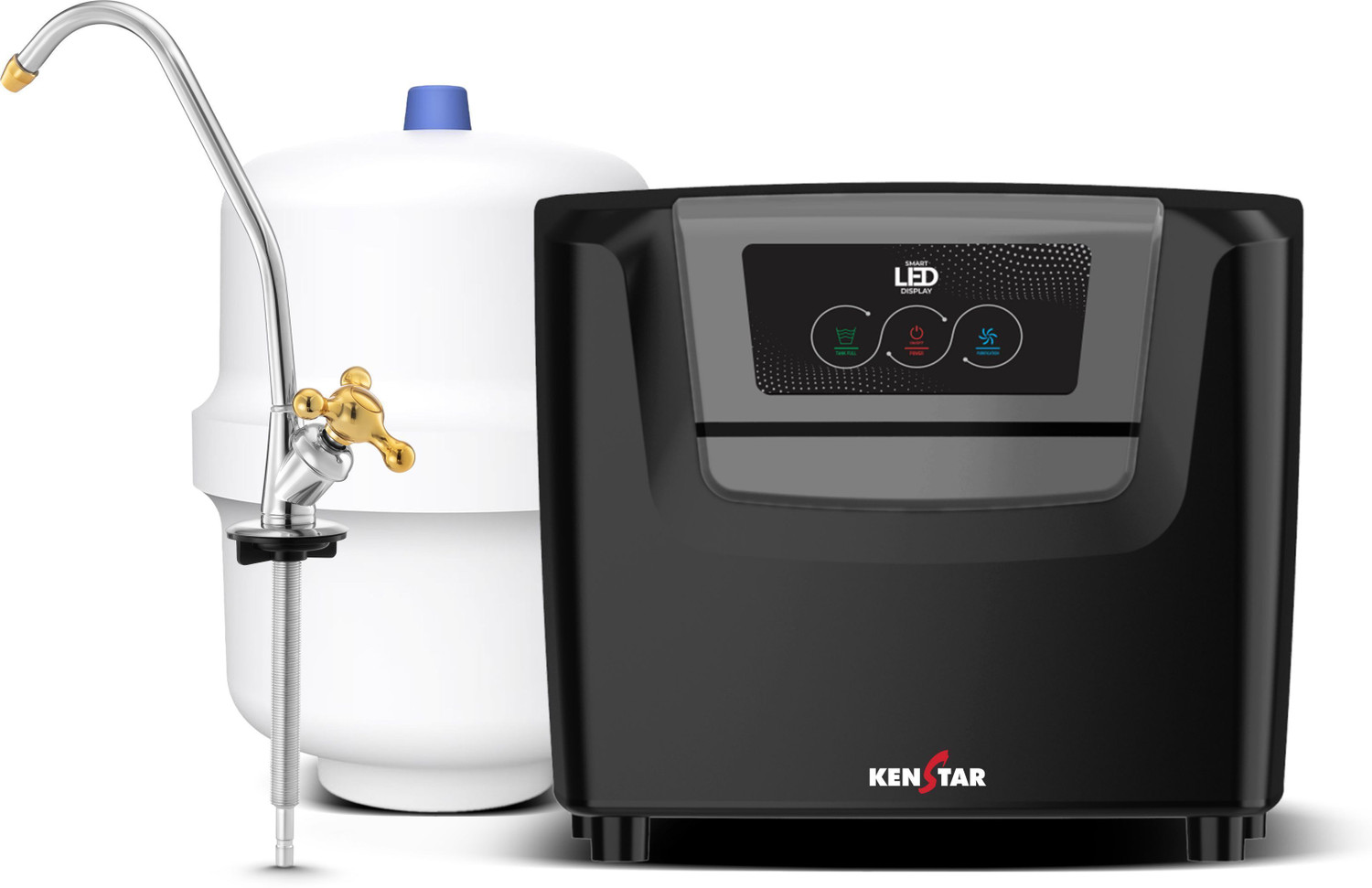 Image of Kenstar Sink Pure 8 L RO + UV + UF + Alkaline + Minerals Water Purifier 6-Stages of Purification Smart LED Display Under the Sink placement Complimentary Faucet Suitable for all - Borewell, Tanker, Municipality Water