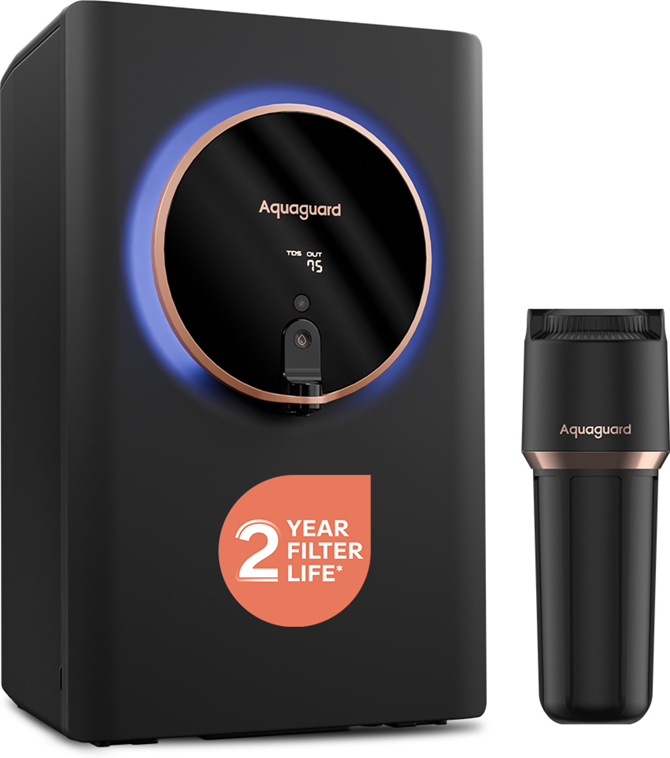 Image of Aquaguard Aspire Halo ROUVCUALKSS 2X WQI 5 L RO + UV + Alkaline + Copper Water Purifier Intelligent Halo Lights Water Quality Display Stainless Steel Tank Active Copper & Alkaline Boost 2-Year Filter Life