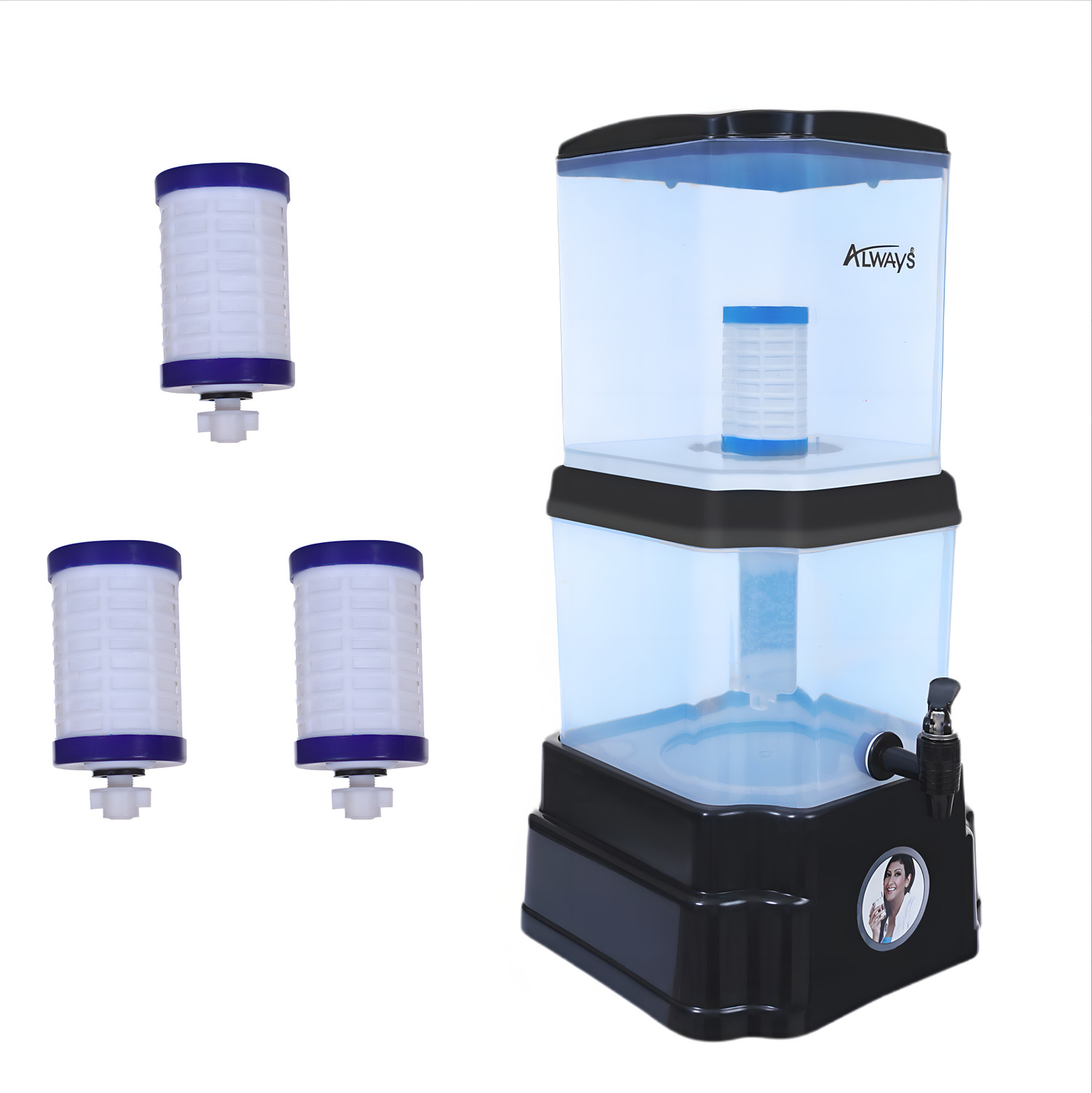 Image of Always Gravity based Water mineral Filter And Purifier +3 extra Dust Candles 15 L Gravity Based Water Purifier