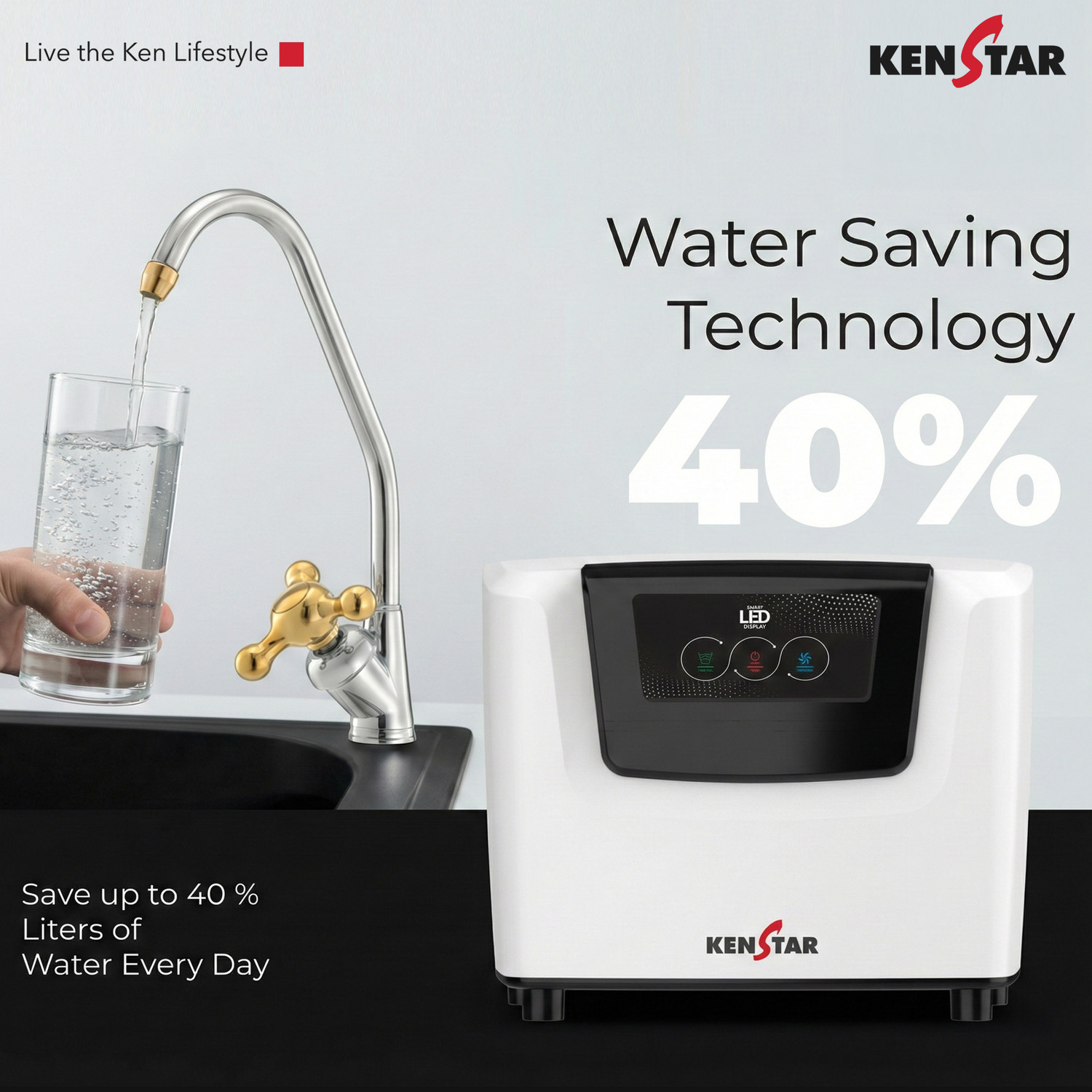 Image of Kenstar Sink Pure 8 L RO + UV + UF + Alkaline + Minerals Water Purifier