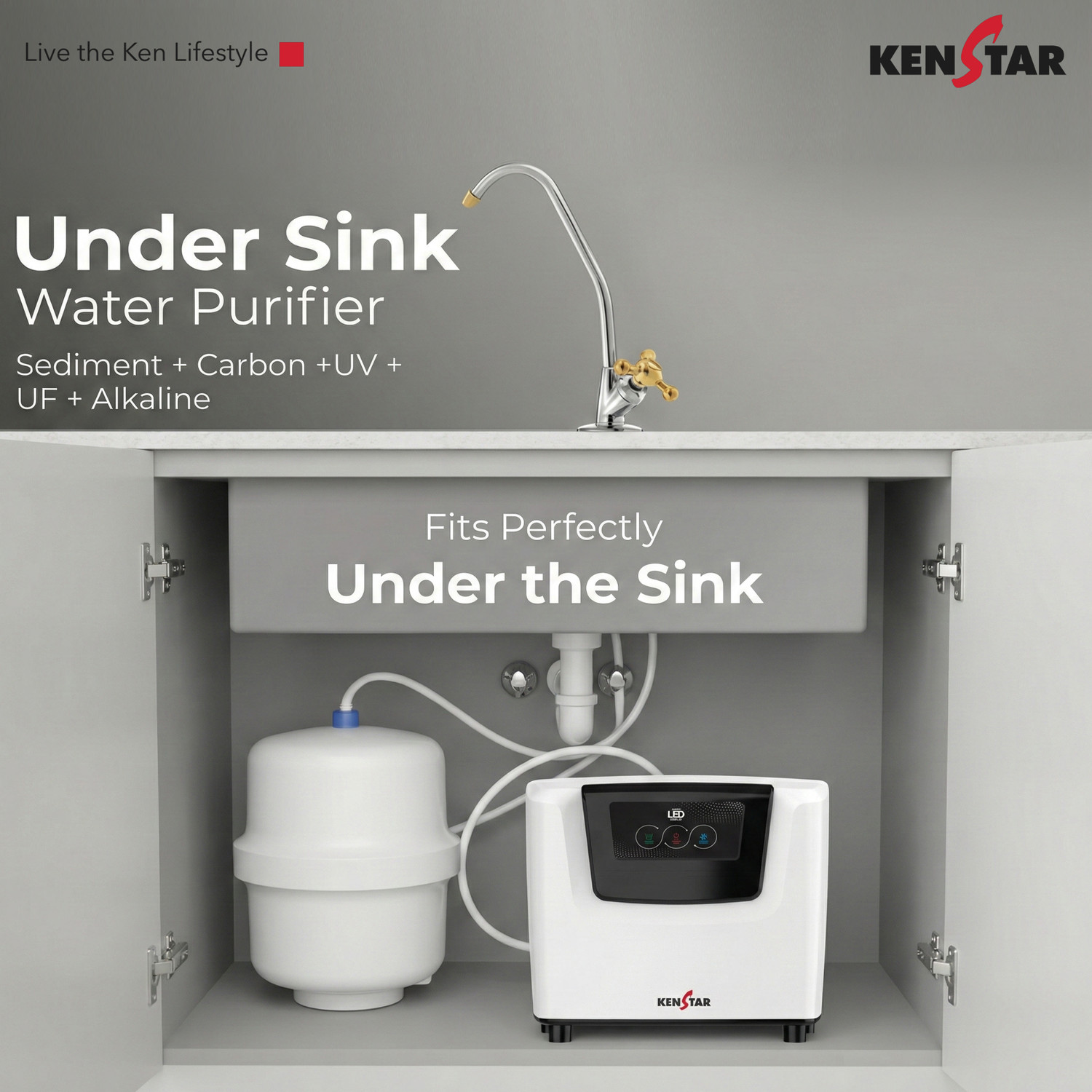 Image of Kenstar Sink Pure 8 L RO + UV + UF + Alkaline + Minerals Water Purifier