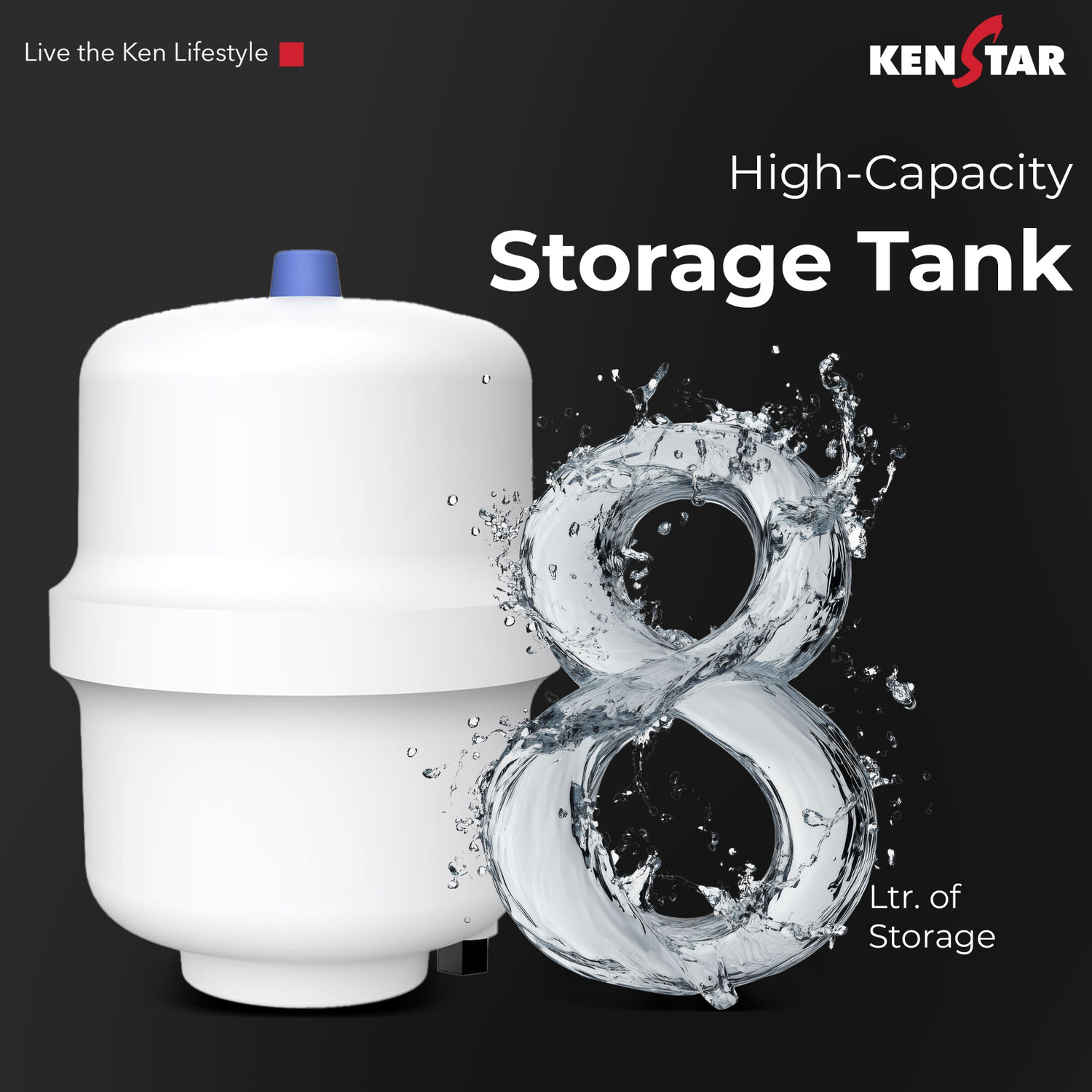 Image of Kenstar Sink Pure 8 L RO + UV + UF + Alkaline + Minerals Water Purifier 6-Stages of Purification Smart LED Display Under the Sink placement Complimentary Faucet Suitable for all - Borewell, Tanker, Municipality Water