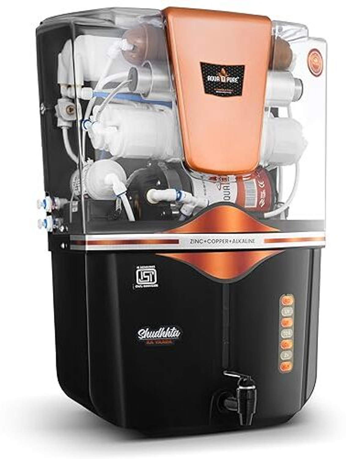 Image of AquaDpure RO Water Purifier with 4 in 1 Copper+Zinc+Alkaline Technology 12 L RO + UV + UF + Copper + Alkaline + Copper + Zinc Water Purifier