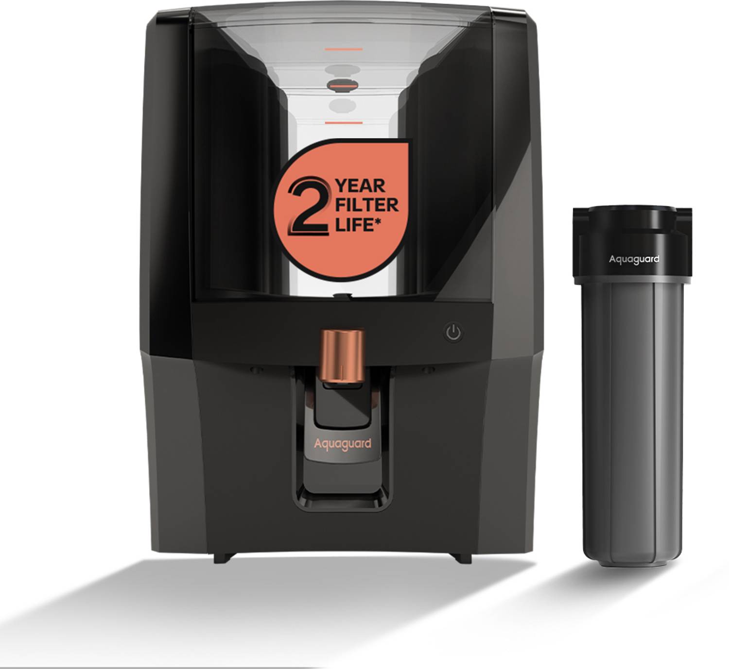 Aquaguard ENRICH AURA RO+UV+2X 7 L RO + UV + Copper Water Purifier Needs No Service for 2 Years (Filters included in Promise) | 8-Stage Purification | RO+UV+Active Copper+Taste Adjuster |Suitable for all Water Sources
