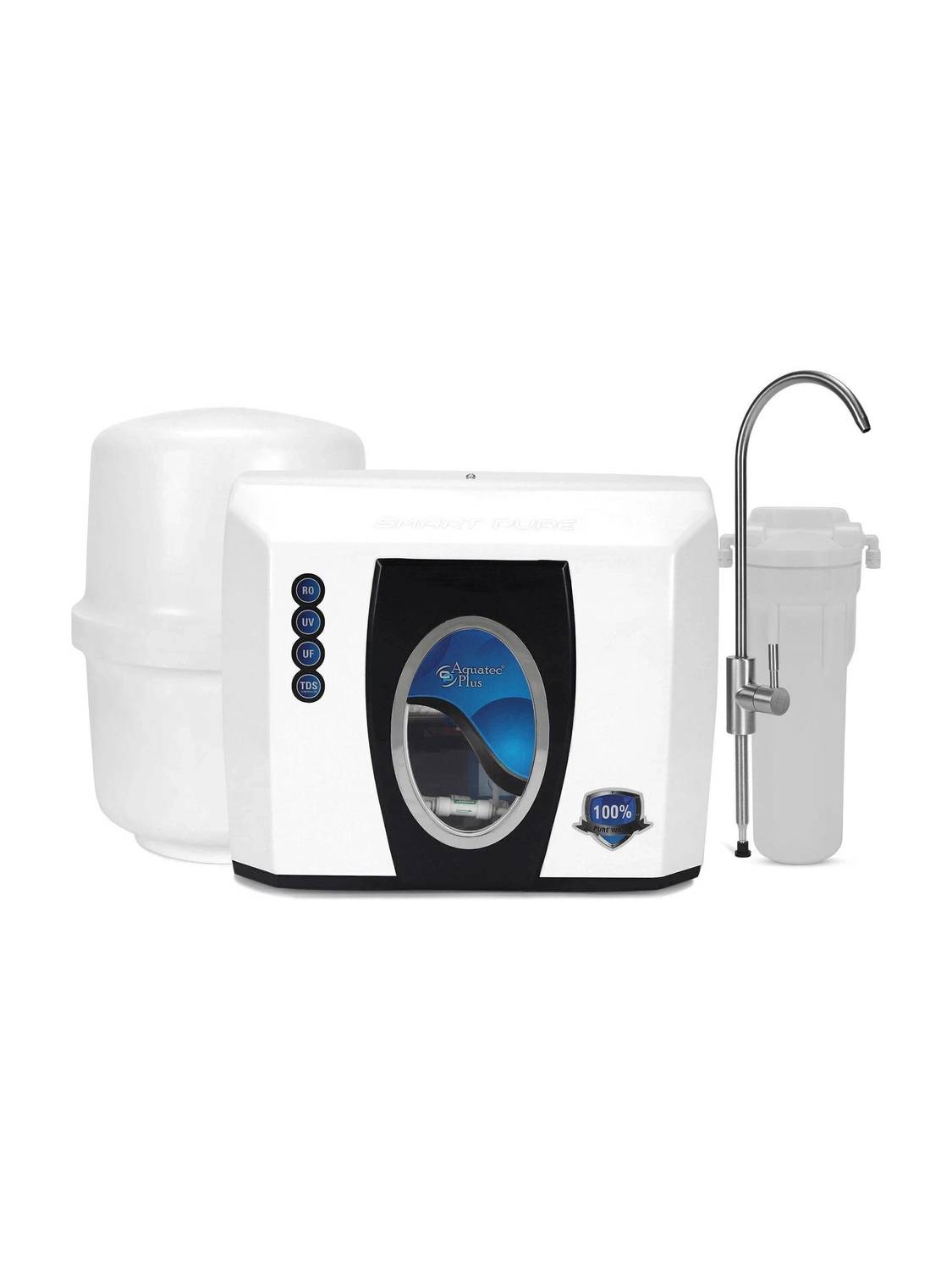 Aquatec Plus Smart Pure - Under Sink Storage pressure tank 12 L RO + UV + UF + TDS Control Water Purifier ISI Certified