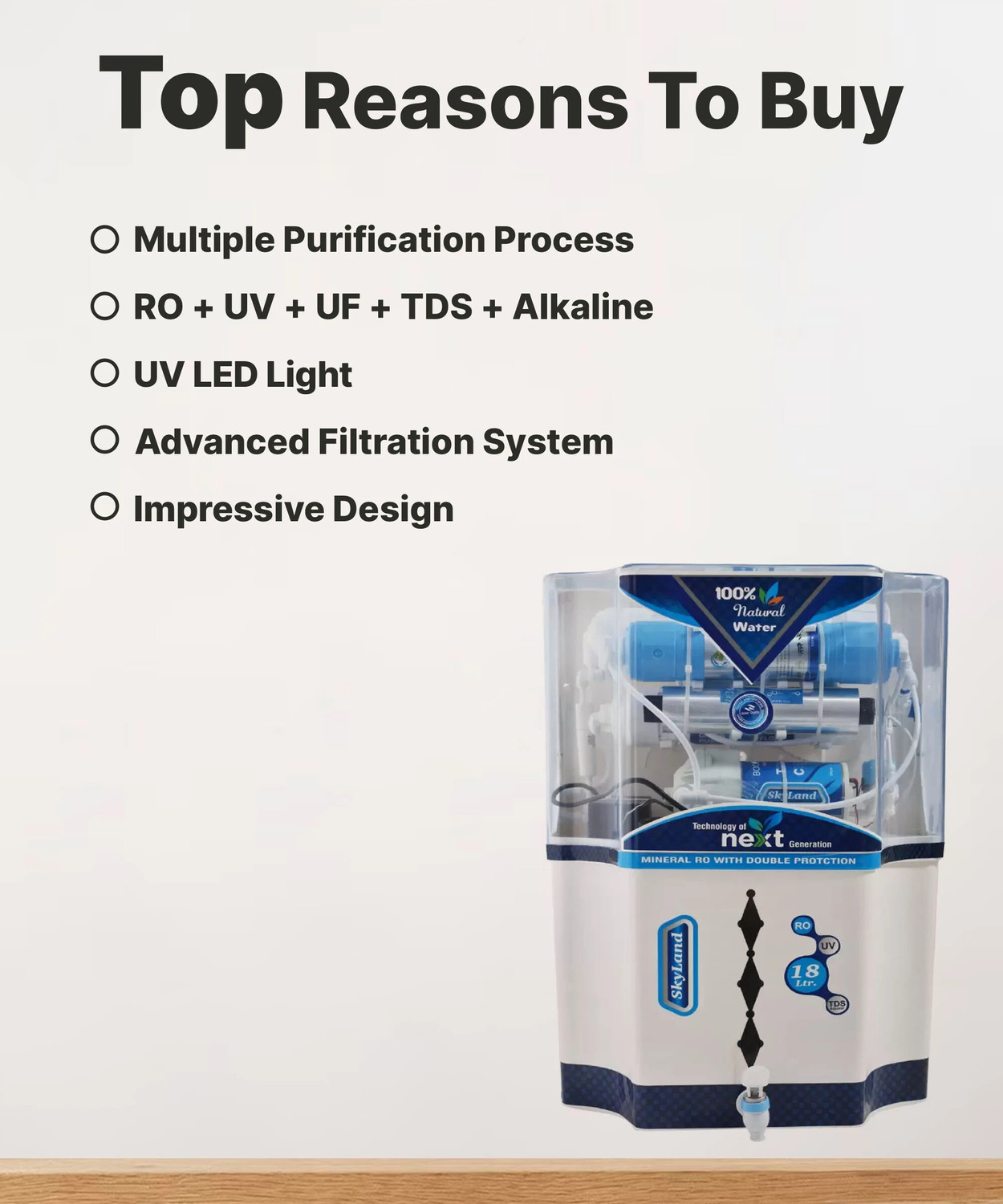 Image of Aquagrand SKYLAND NATURAL ALKALINE VITAMIN 18 L RO + UV + UF + Alkaline + TDS Control Water Purifier