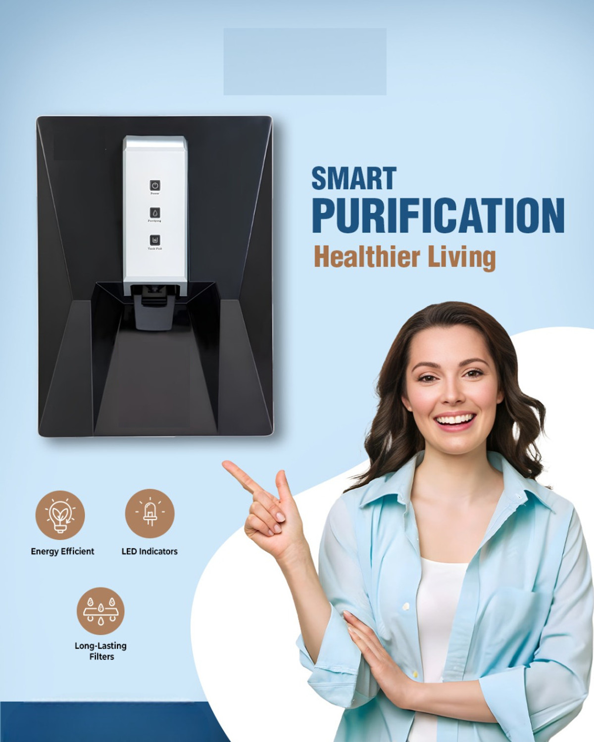 Image of Aquagrand IRIS RO Water Purifier| (ISI, BIS Certified) Needs No Service & 2Years Warranty 9 L RO + UV + UF + Copper + TDS Control Water Purifier