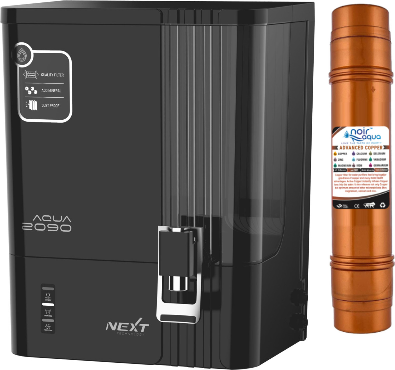 Image of Noir Aqua 2090 RO Water Purifier Filter With Copper 8 Stage 10 L RO + UV + UF + Copper + TDS Control Water Purifier