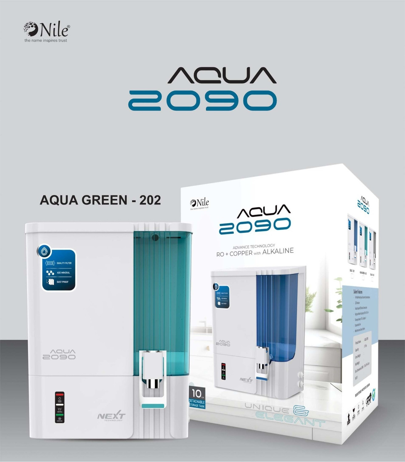 Image of Aquaspure AQUA 2090 10 L RO + UV + UF + Copper + Alkaline + TDS Control Water Purifier
